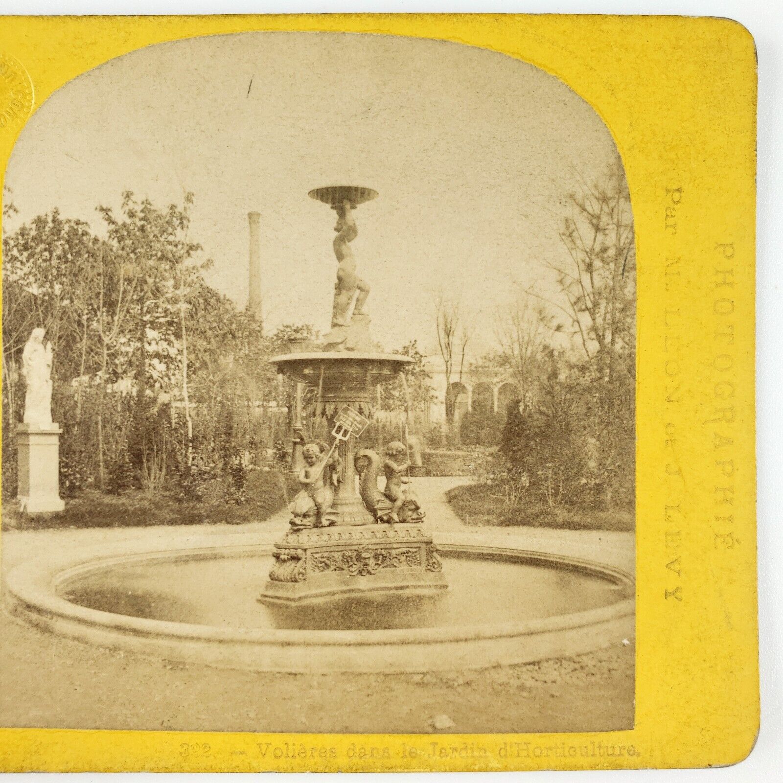 Exposition Universelle Fountain Statue Stereoview 1867 Horticulture Garden A2274