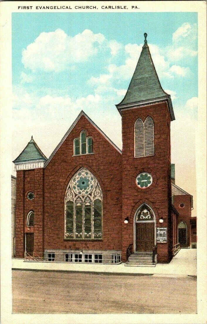 1918. FIRST EVANGELICAL CHURCH. CARLISLE, PA. POSTCARD. HH11