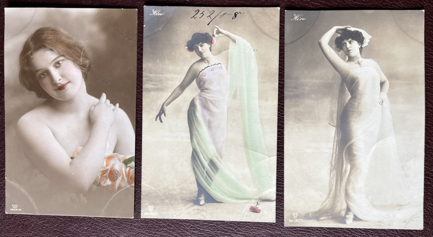 3 Vintage Colorized Real Photo Postcard Risqué RPPC Women
