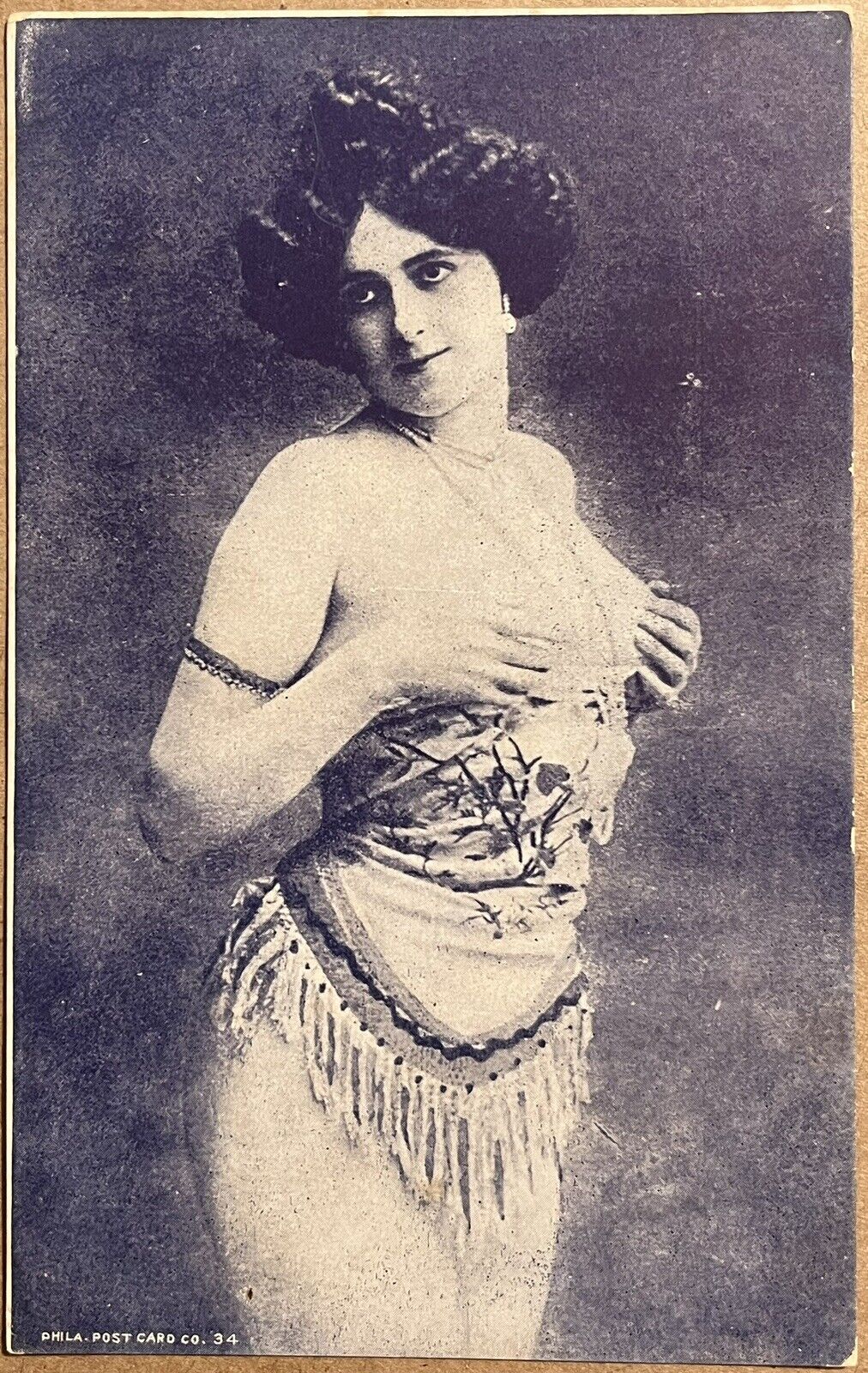 Pretty Lady Burlesque Risqué Sexy Dancer Antique Photo Postcard c1900