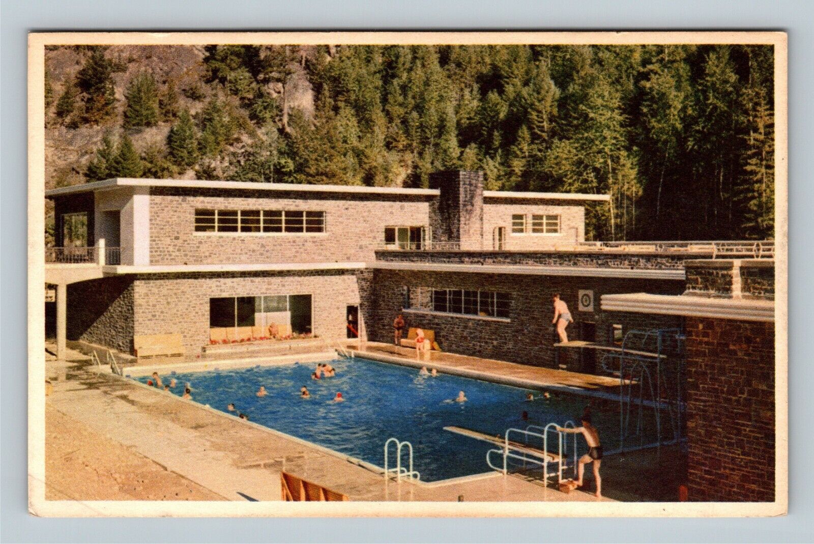 Kootenay National Park BC, Swimming, British Columbia Canada Vintage Postcard