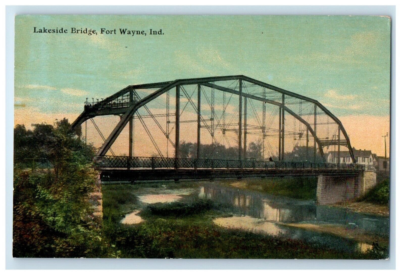 c1910's View Of Lakeside Bridge Fort Wayne Indiana IN Unposted Antique Postcard