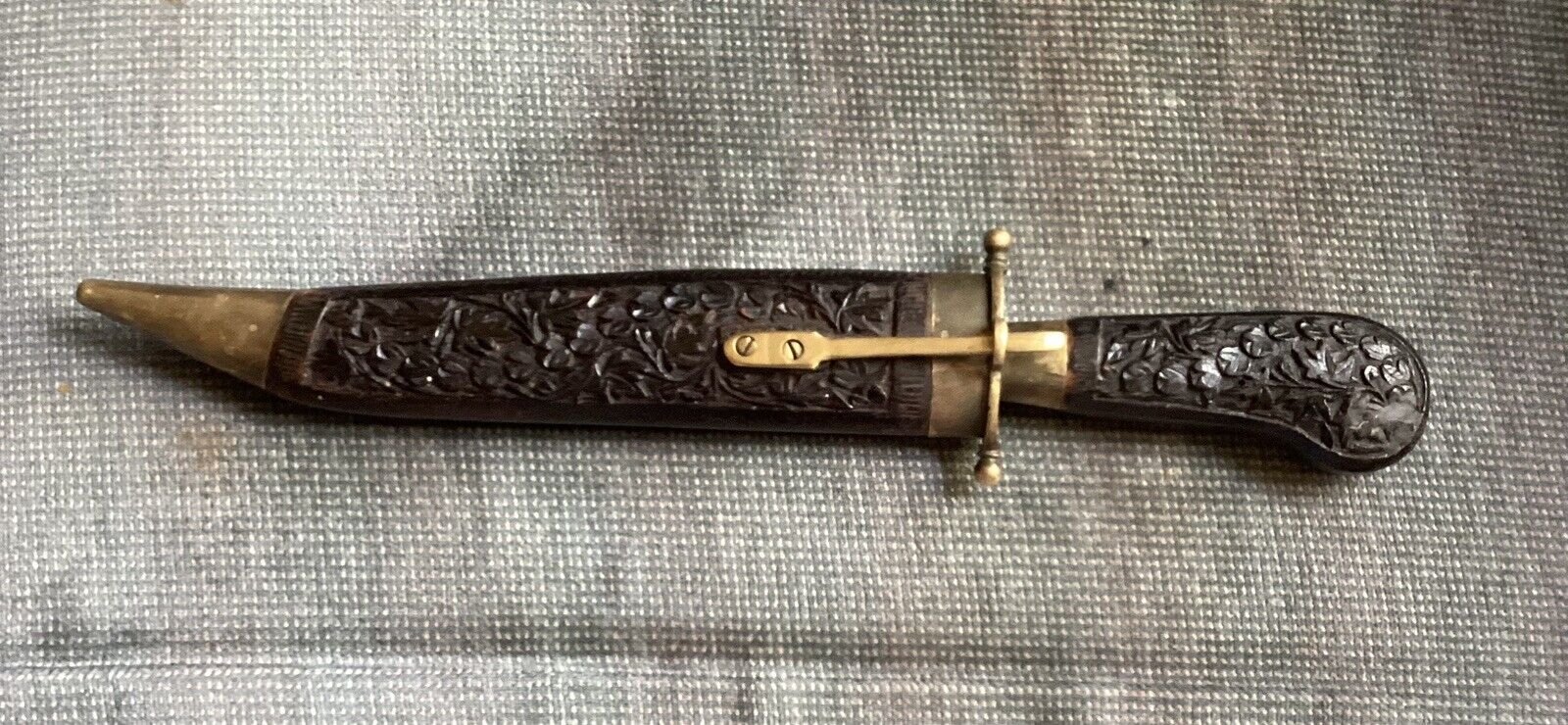 13” Antique Vintage Knife Blade Hand Carved Wooden Sheath 8” Blade