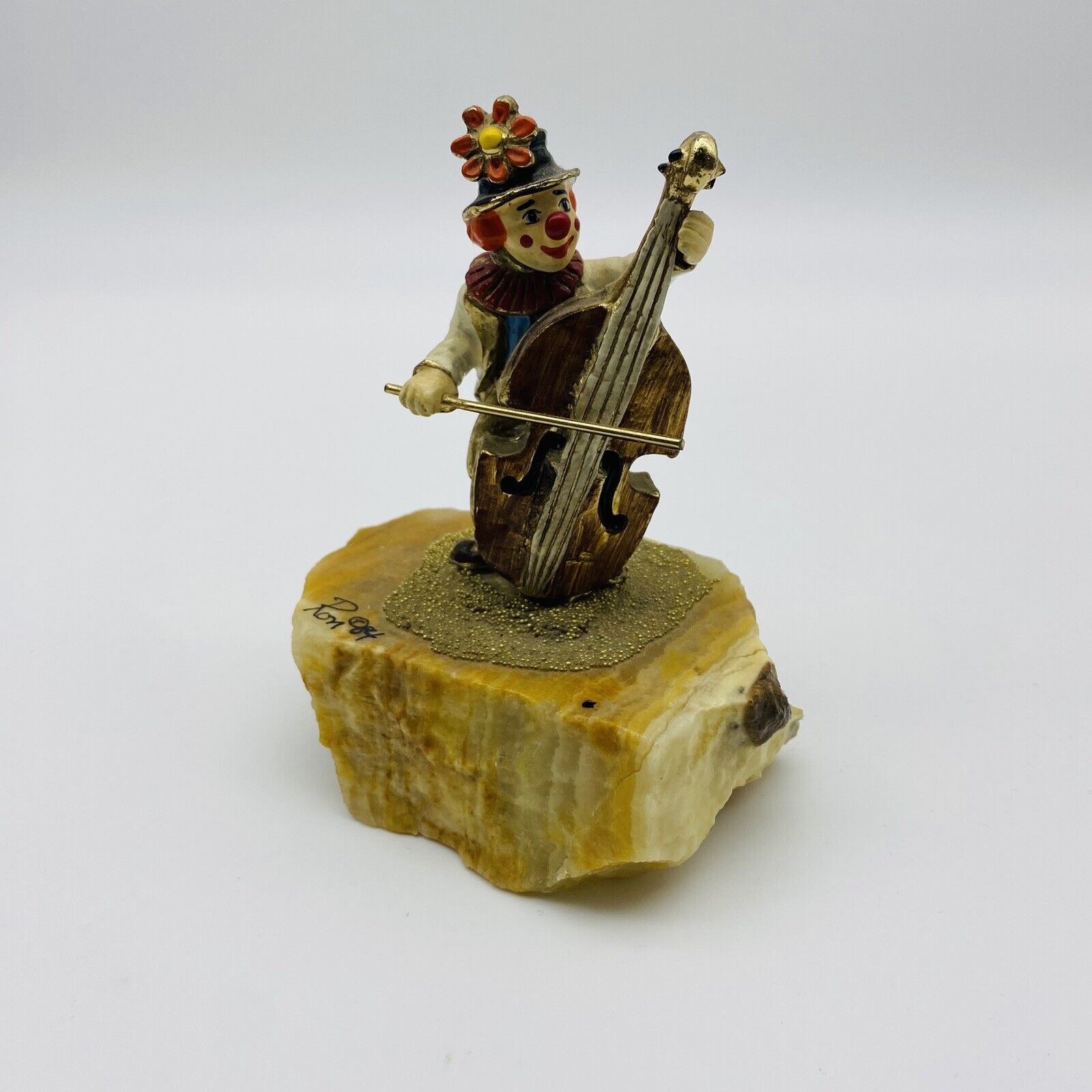 Ron Lee Signed Vtg 1982 Clown Playing Cello Clown Figurine on Marble Base