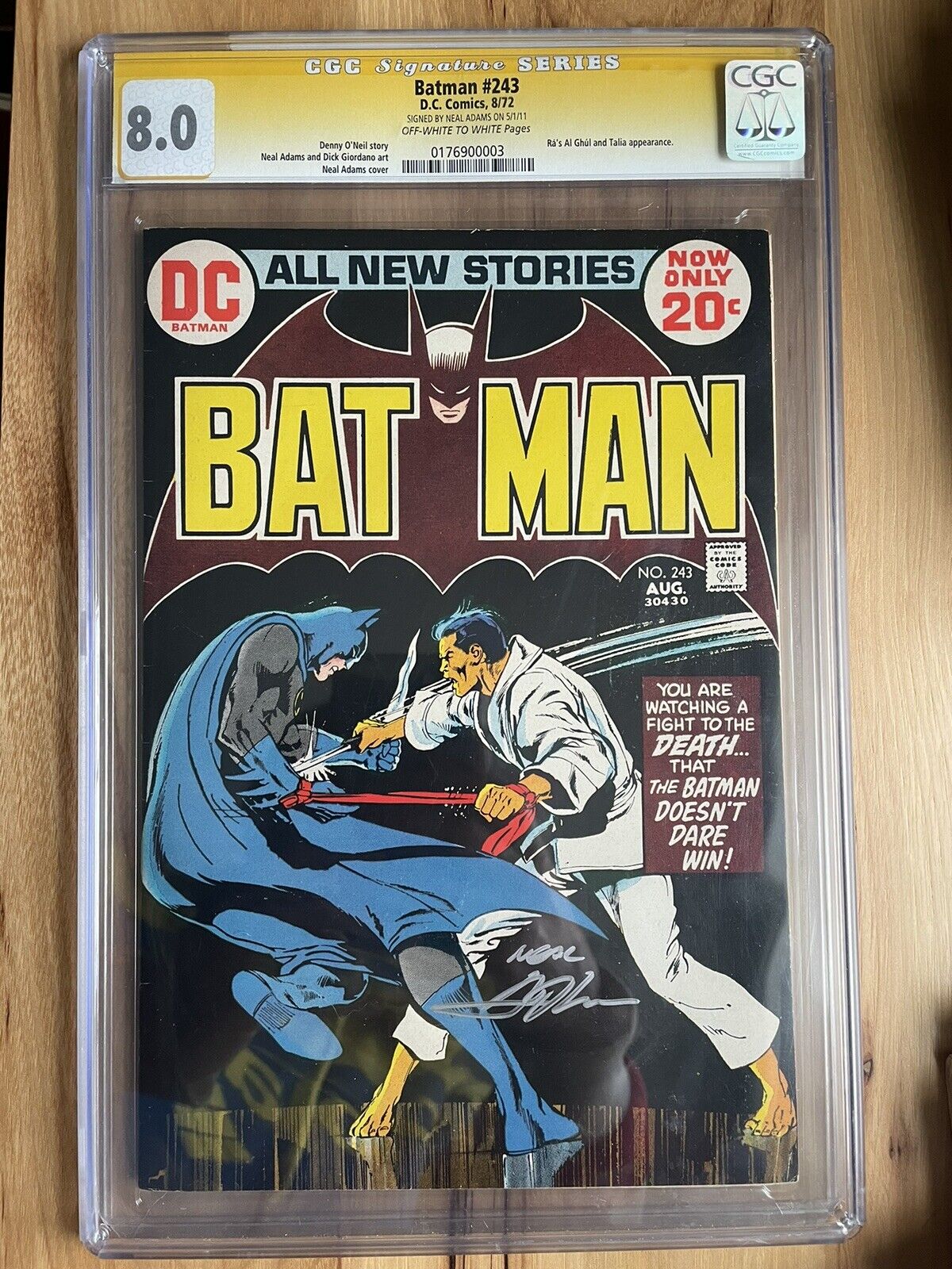 Batman #243 CGC 8.0 SS Signed by Neal Adams Ras Al Ghul
