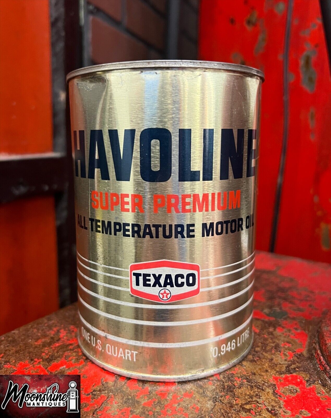 FULL 1970’s TEXACO Havoline Super Premium Motor Oil Can 1 qt. - Gas & Oil