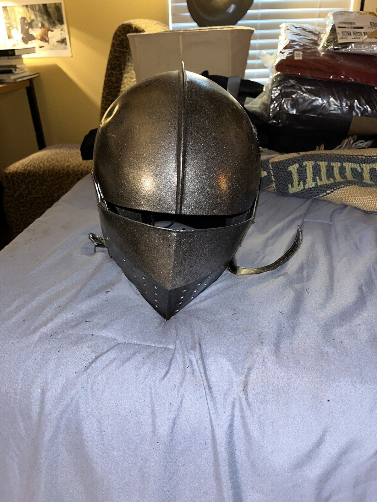 Medieval Bellows Helmet - Gothic Sallet - Custom Visor • SHREK KNIGHT HELMET