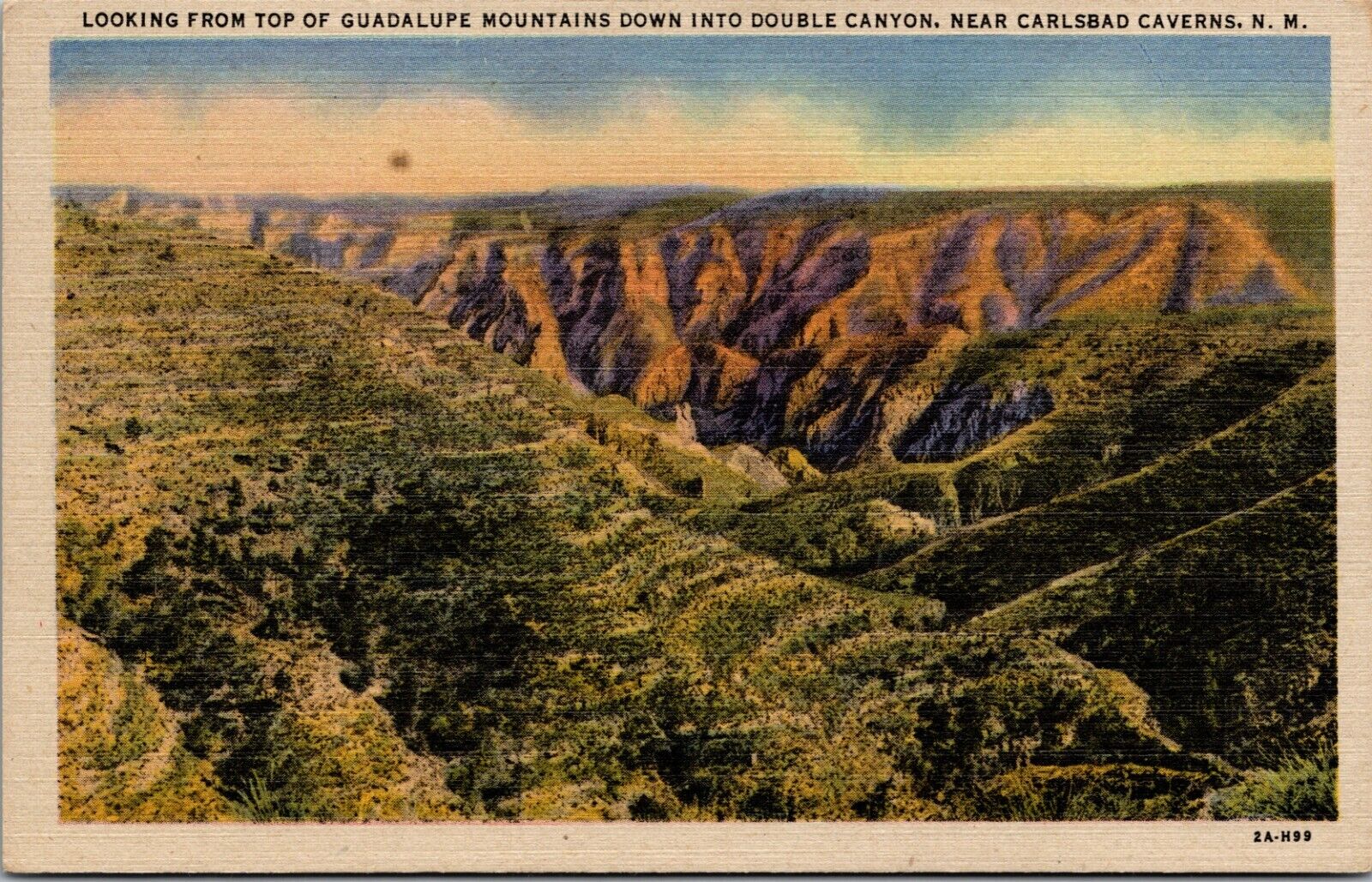 Carlsbad NM Double Canyon Vintage Postcard New Mexico Linen