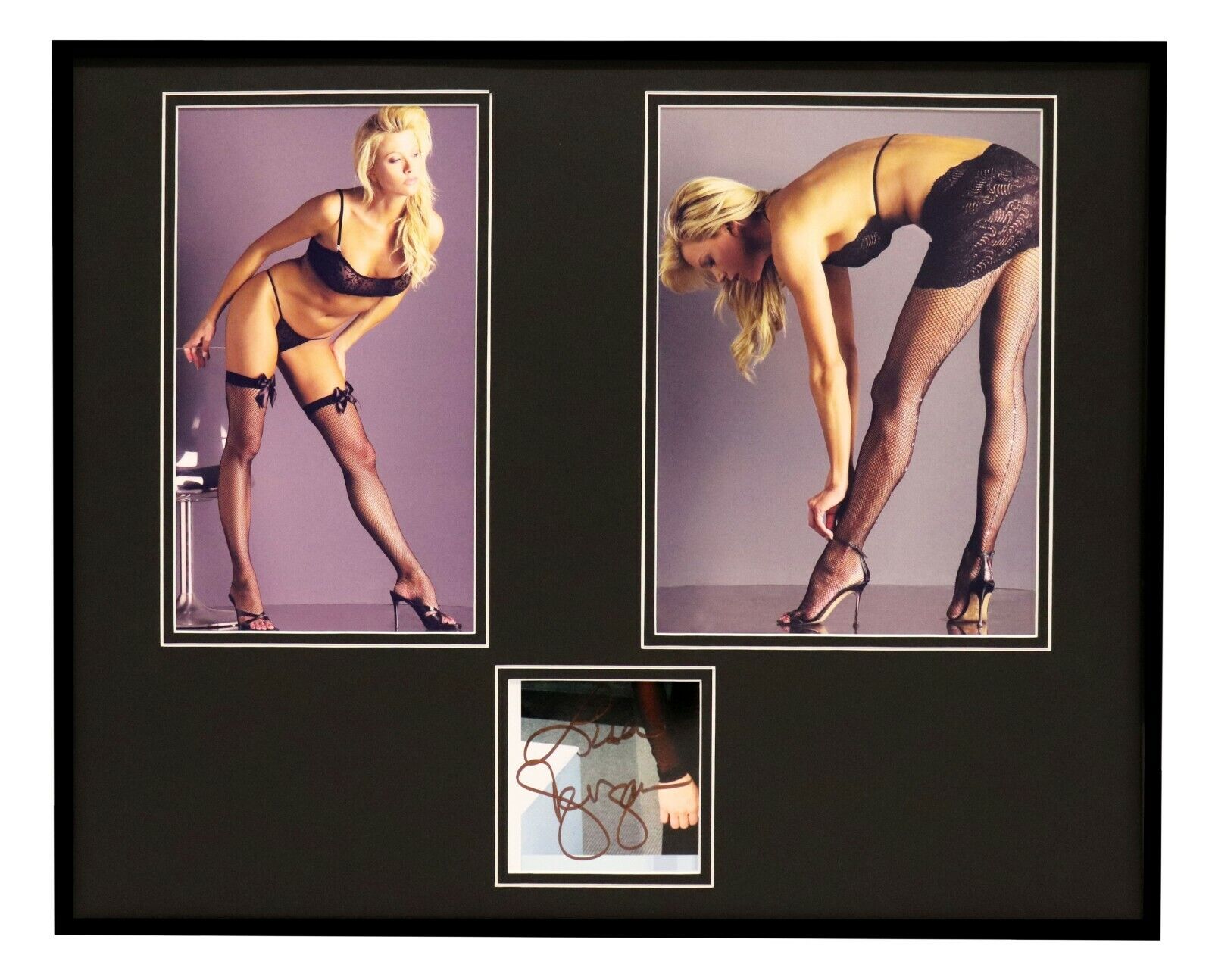 Lisa Dergan Signed Framed 16x20 Stockings Lingerie Photo Display 