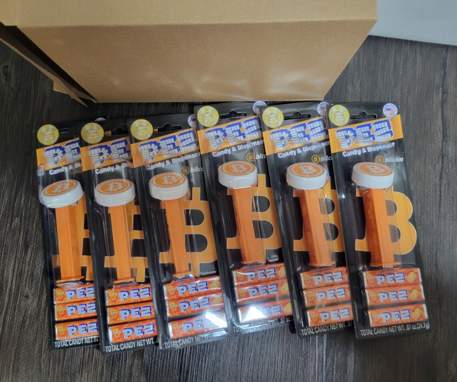 Rare Lot Of 6 PEZ Bitcoin Dispensers with Candys Limited Edition NEW