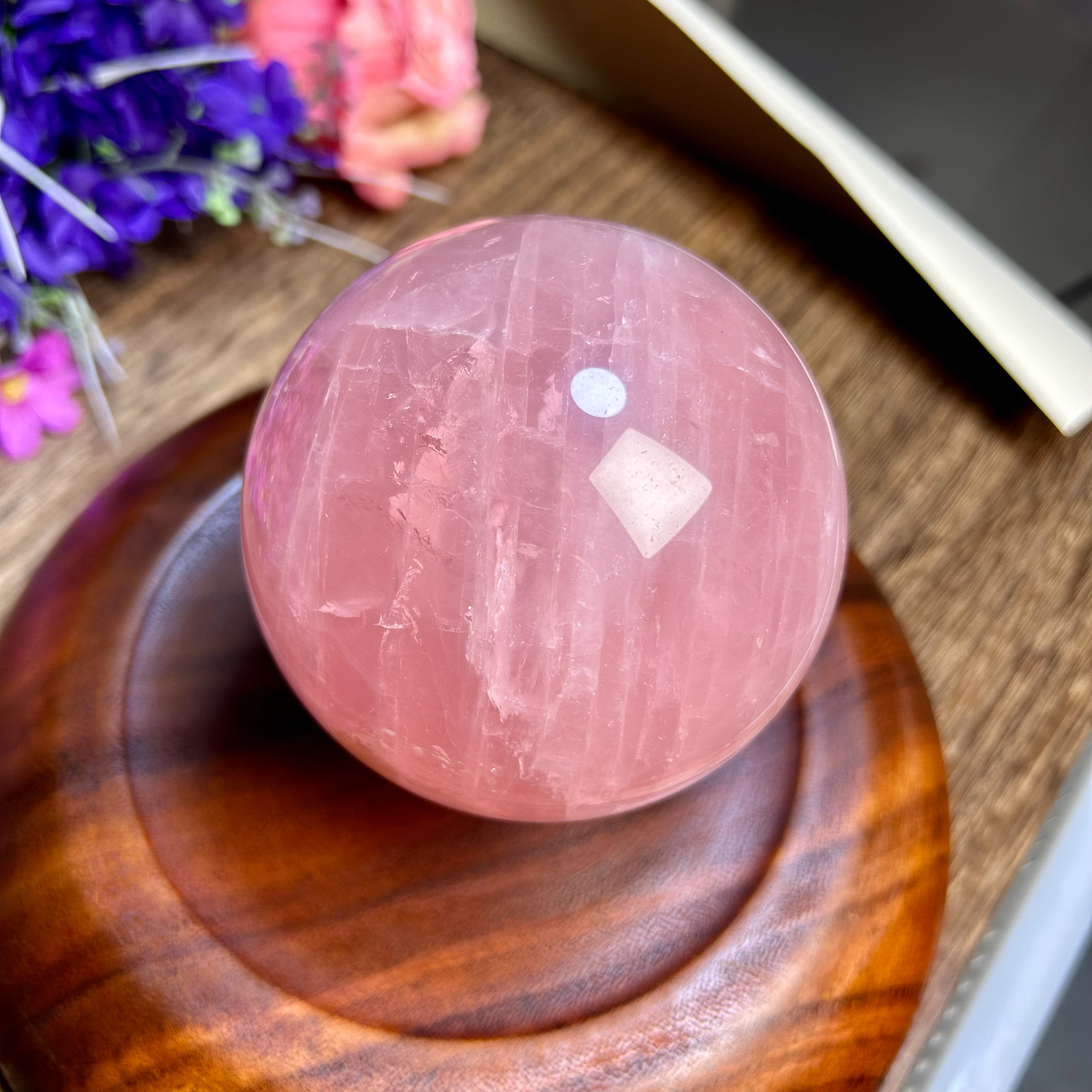 Amazing Pink Rose Quartz Crystal Healing Sphere Gemstone 89mm 1030g 11th