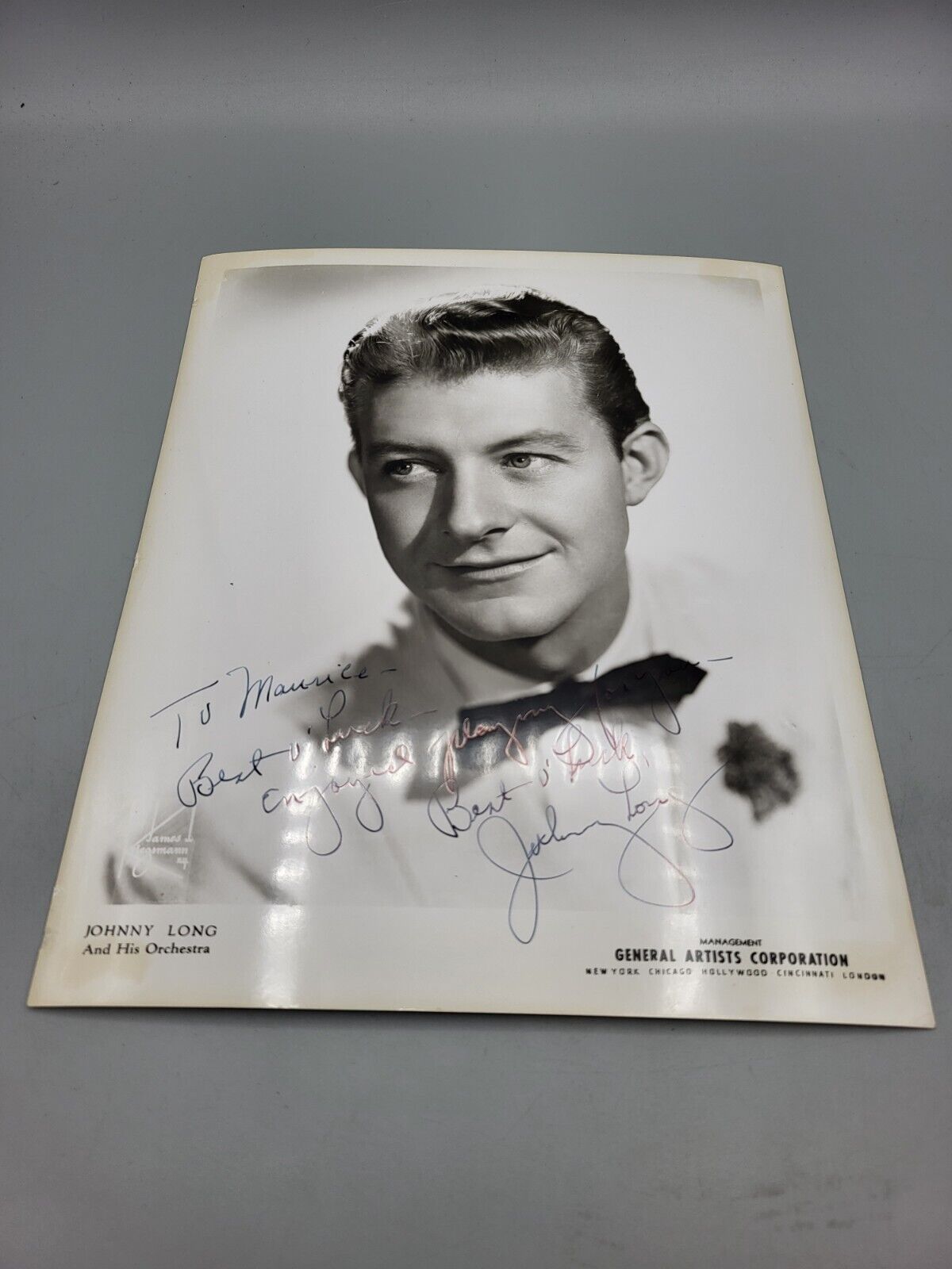 Johnny Long Autograph To Maurice Best Of Luck 3.5\