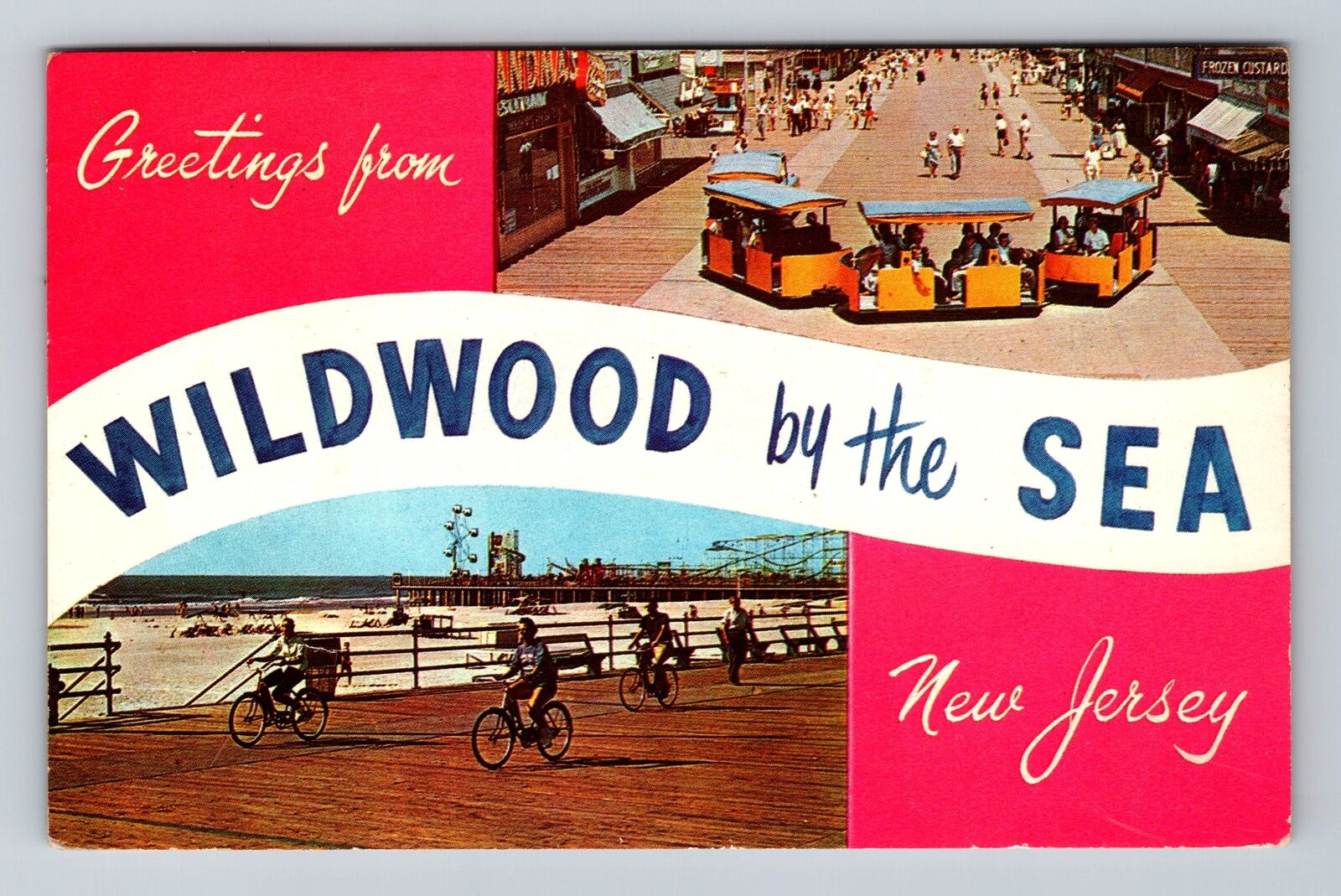 Wildwood by the Sea NJ-New Jersey, Scenic Banner Greeting, Vintage Postcard