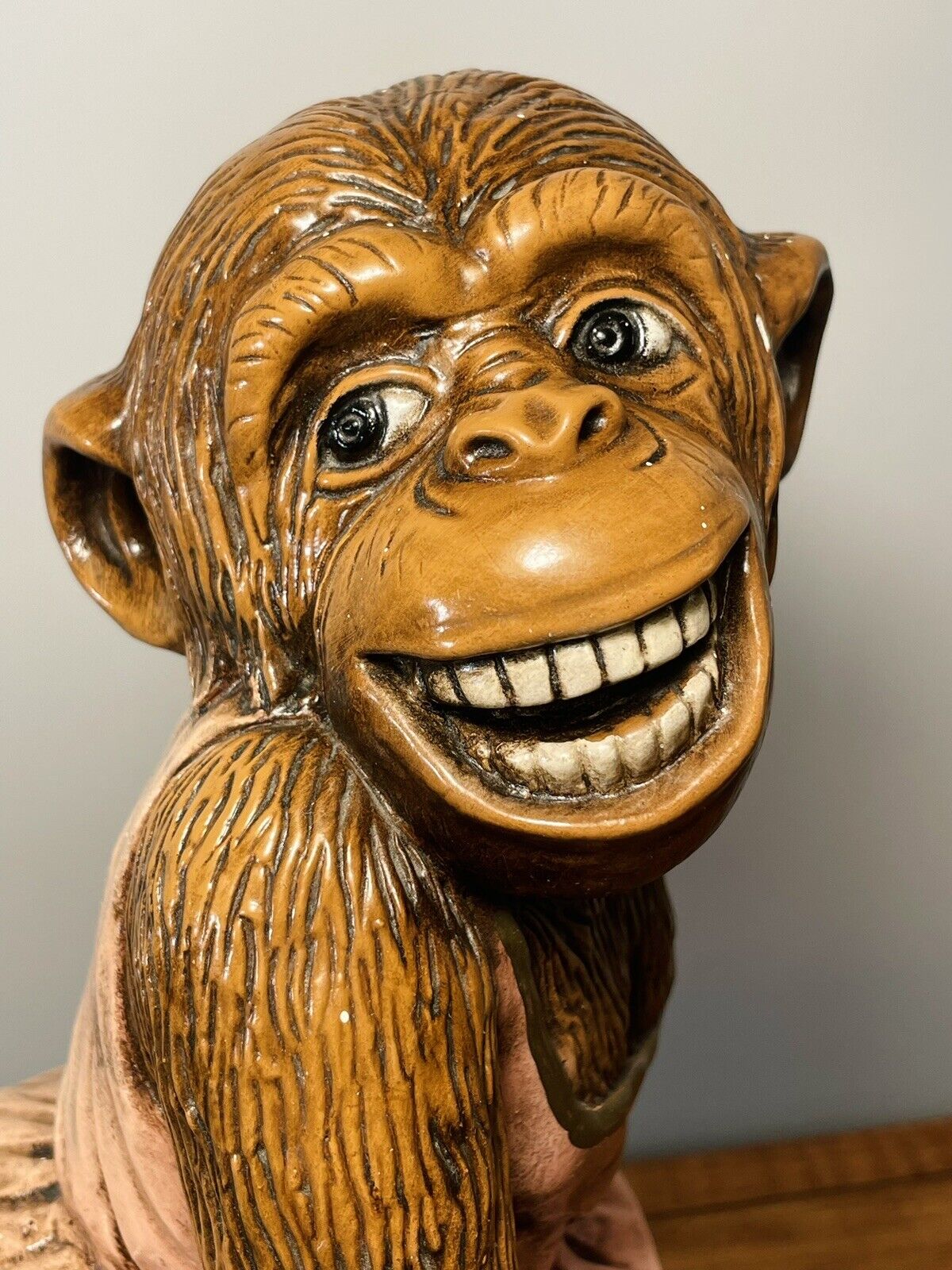 Tennis Chimpanzee  1972 Progressive Art Products Chalkware Figurine 13.25\