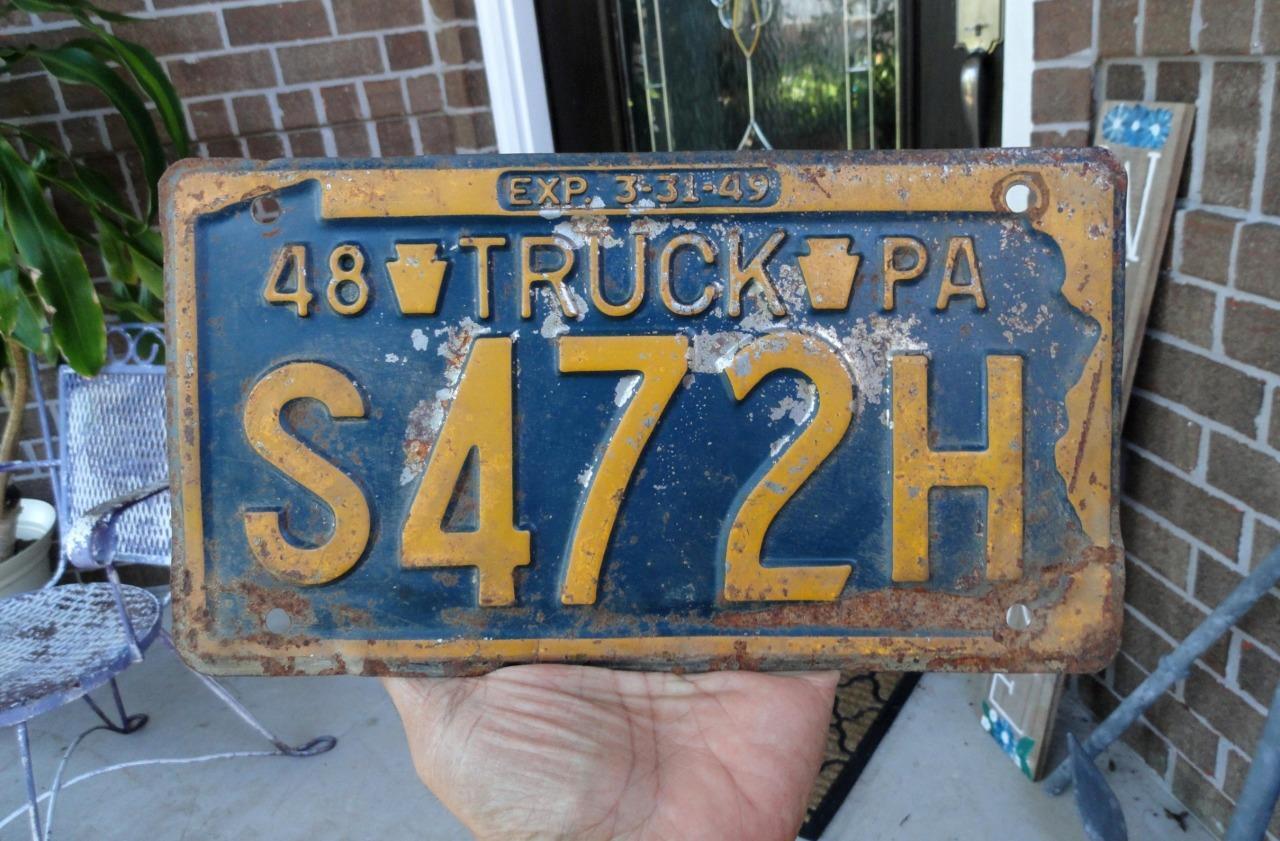 ORIGINAL vintage PENNSYLVANIA PA Truck LICENSE PLATE TAG S472H ~1948-1949~