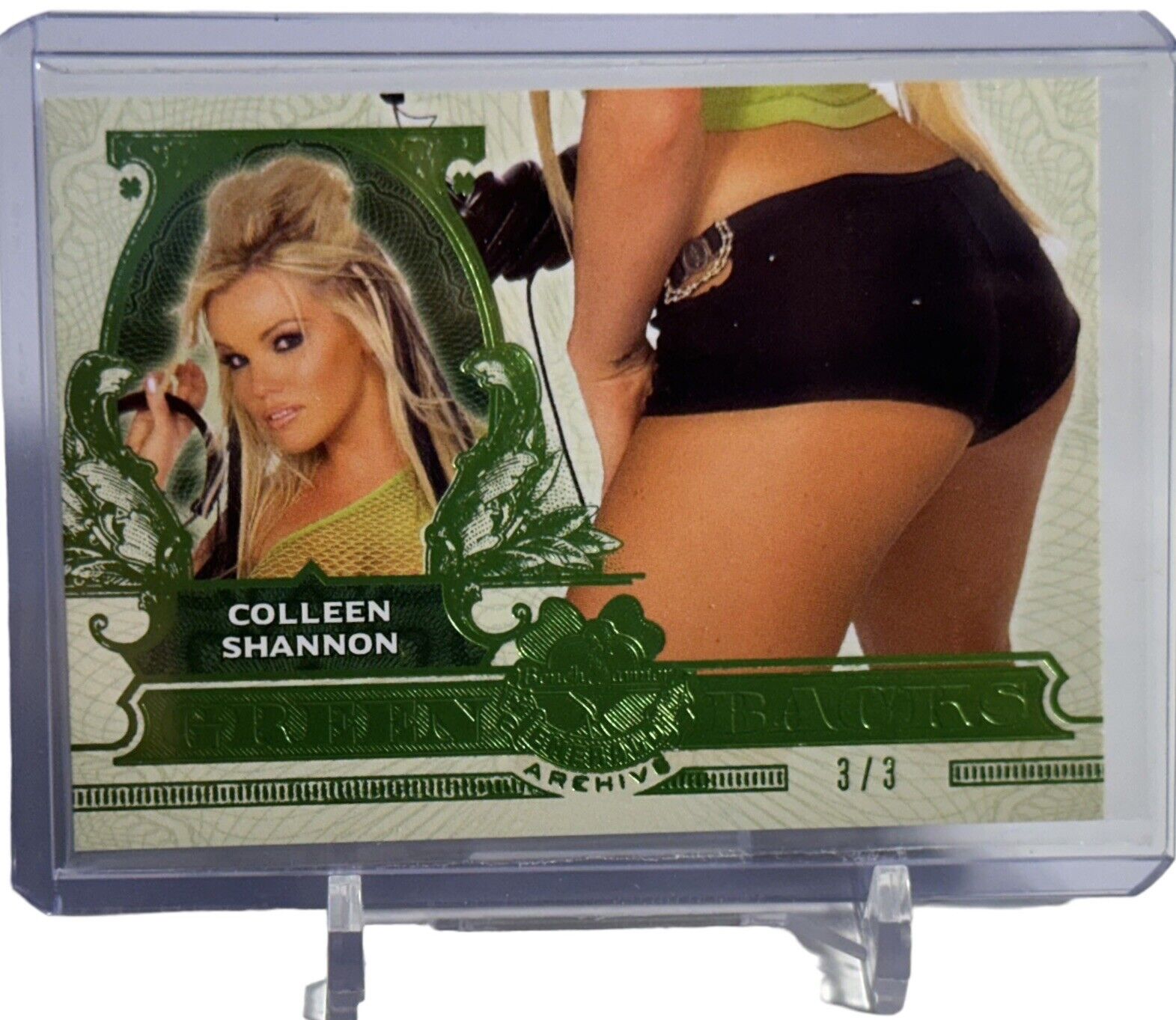 2024 BENCHWARMER EMERALD ARCHIVE COLLEEN SHANNON GREEN BACKS BUTT CARD #3/3 SP