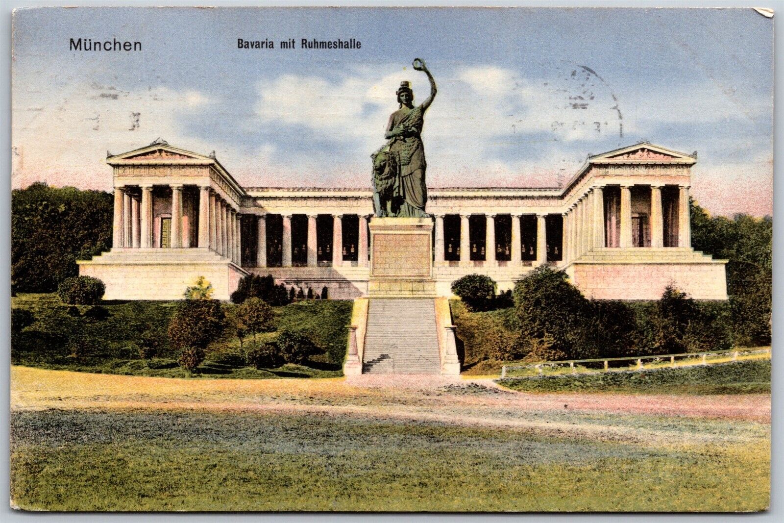 Vtg Munchen Bavaria mit Ruhmeshalle Hall Of Fame Statue Munich Germany Postcard