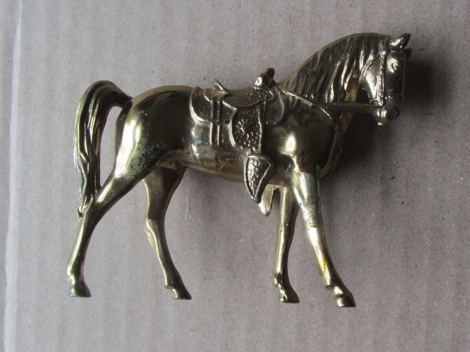 Vintage Brass Western Horse  Stallion Sculpture Statue Metal 3\