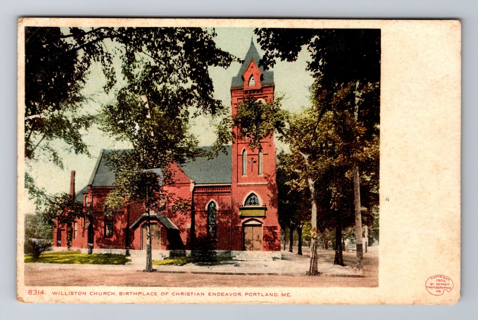 Portland ME-Maine, Williston Church, Religion, Antique Vintage Souvenir Postcard