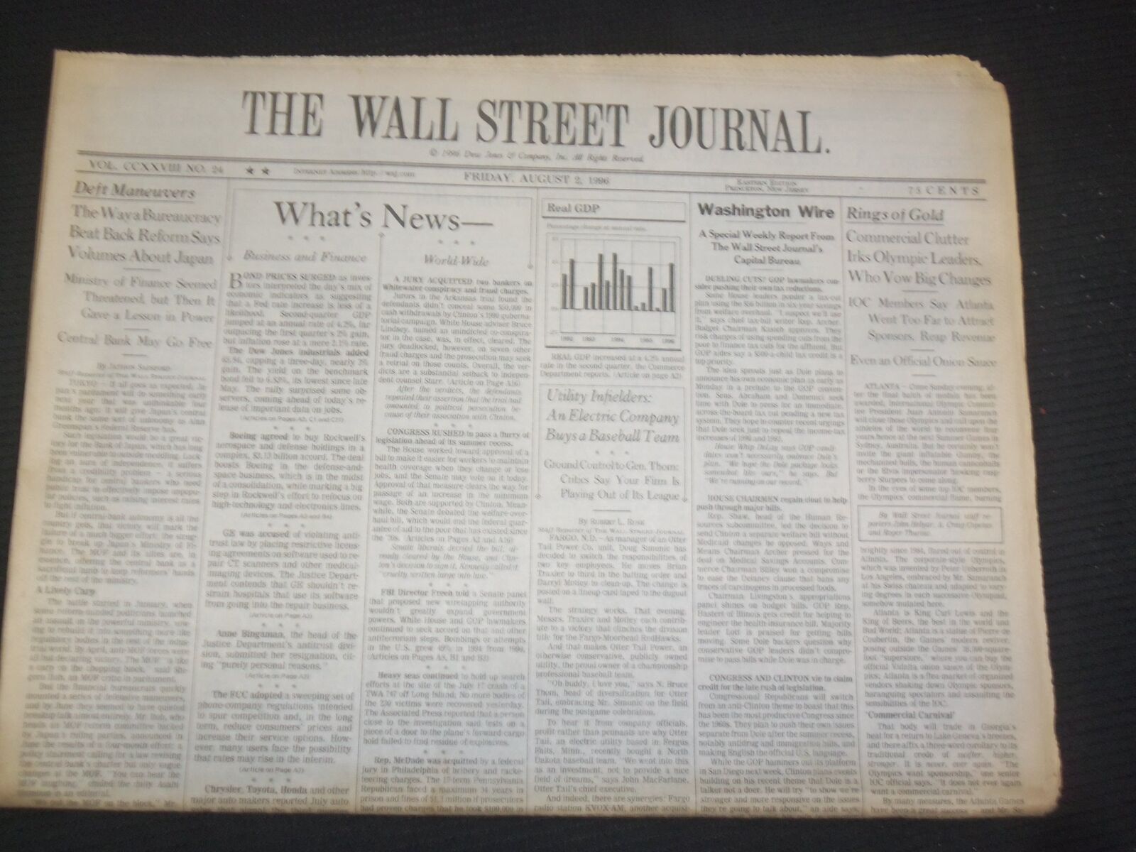 1996 AUG 2 THE WALL STREET JOURNAL-COMMERCIAL CLUTTER IRKS OLYMPIC LEADER-WJ 286