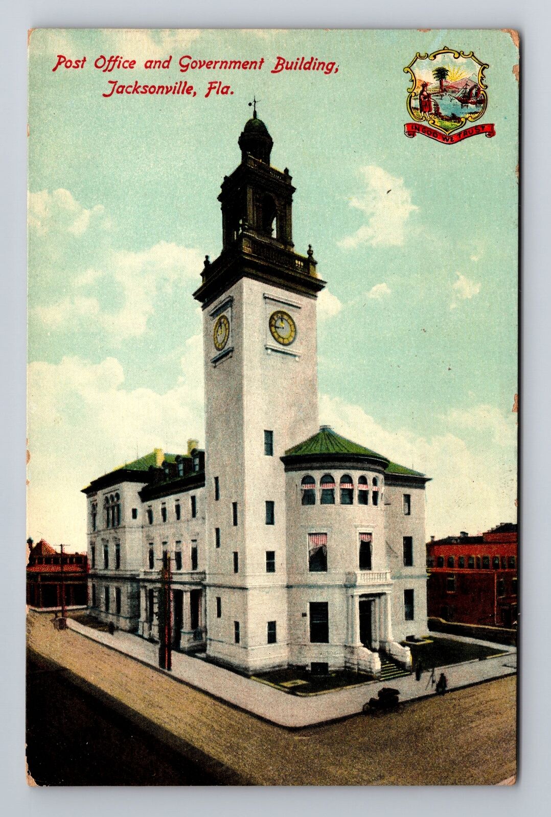Jacksonville FL-Florida, US Post Office, Government Building, Vintage Postcard