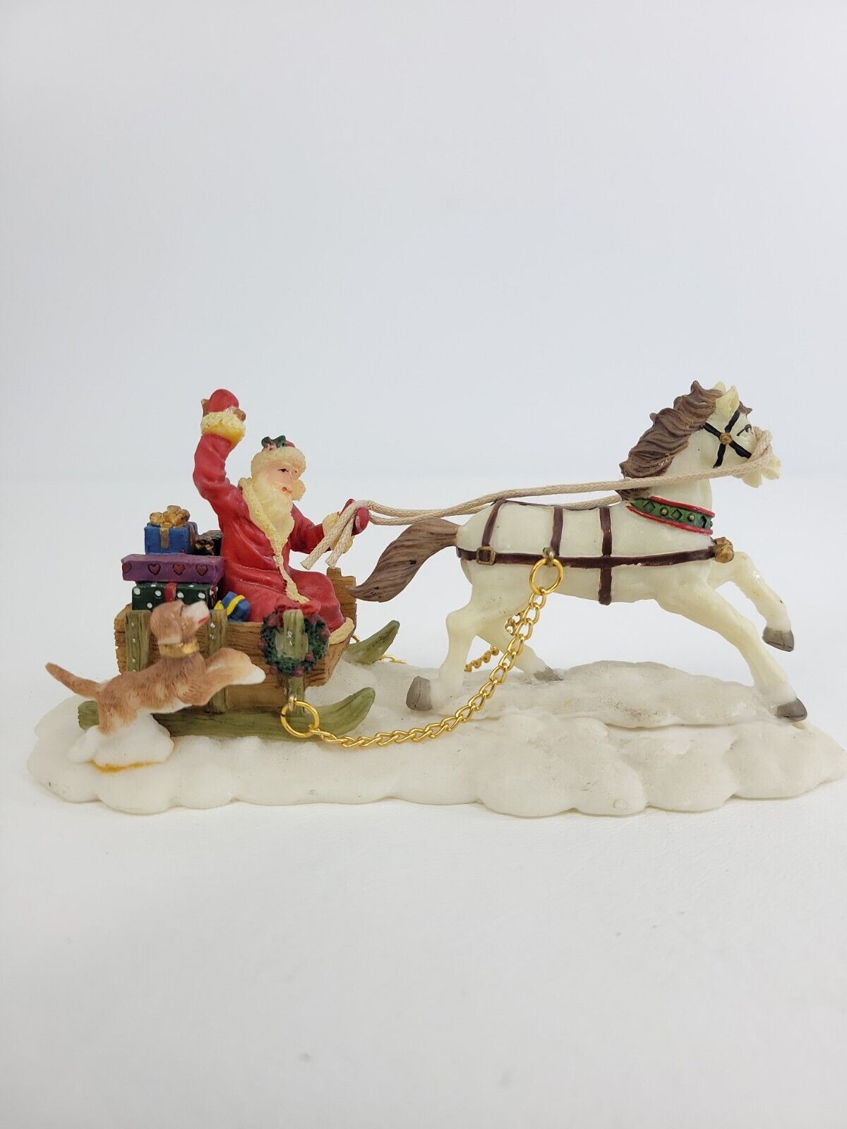 Owell Santa\'s Sleigh Presents Horse Dog Christmas Resin