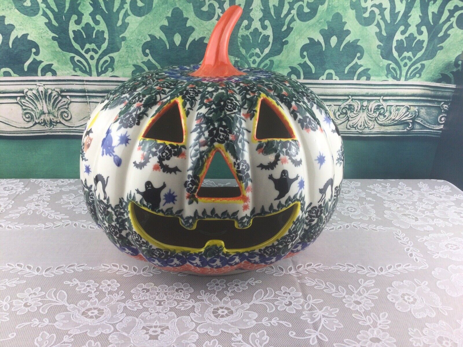 Boleslawiec Jack-O-Lantern Large Halloween Pumpkin Kalich Polish Pottery