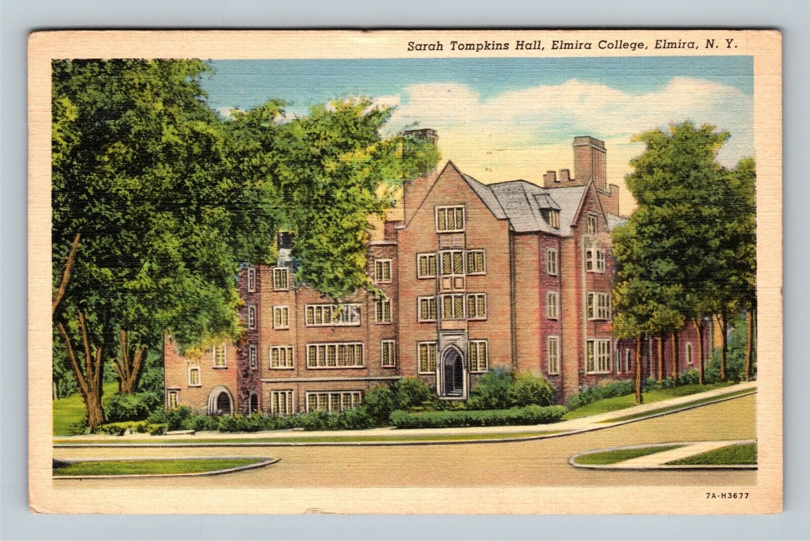 Elmira College, Sarah Tompkins Hall, Campus, New York c1946 Vintage Postcard