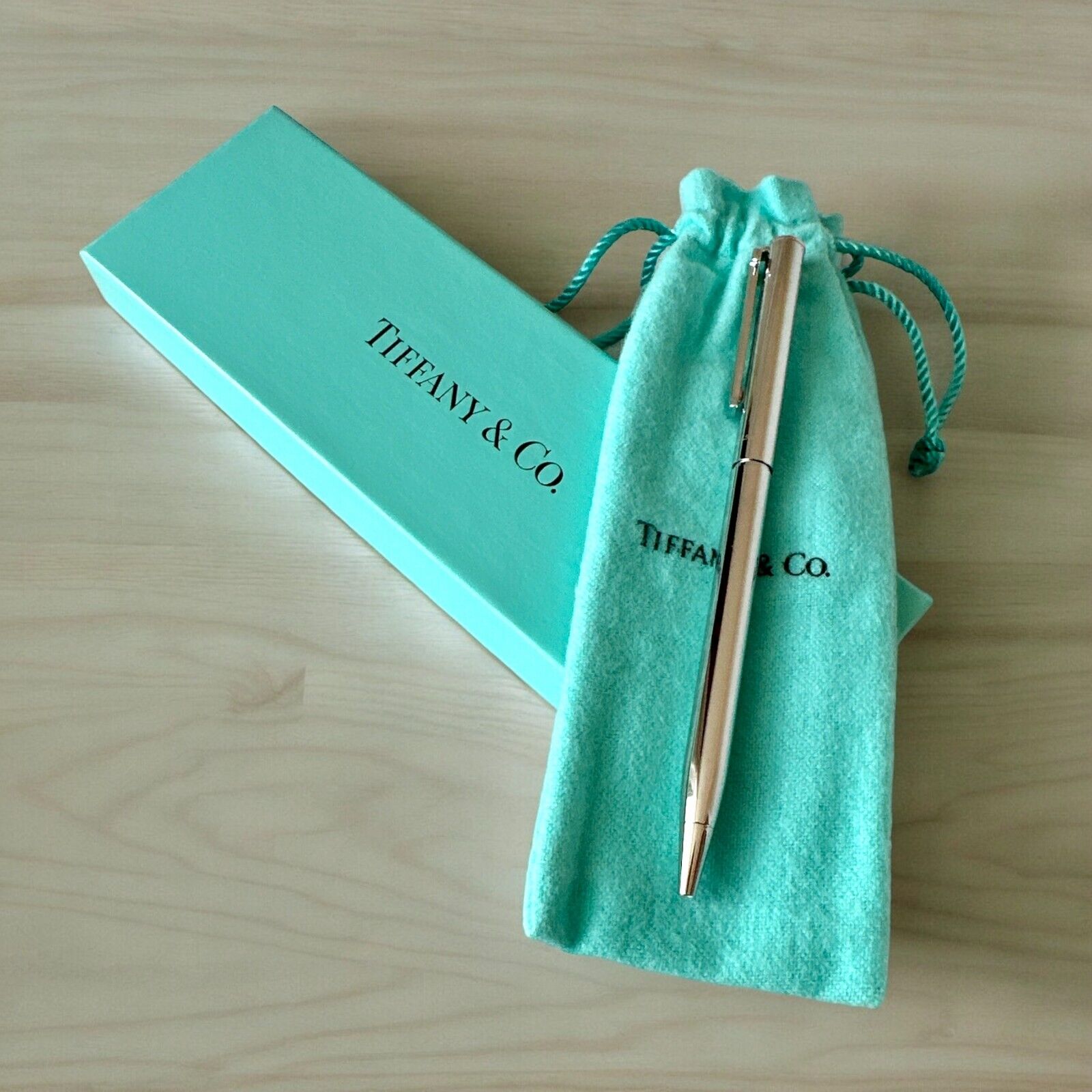 NEW Tiffany & Co. T-Clip Ballpoint Pen - Rhodium Original Box Gift NEW