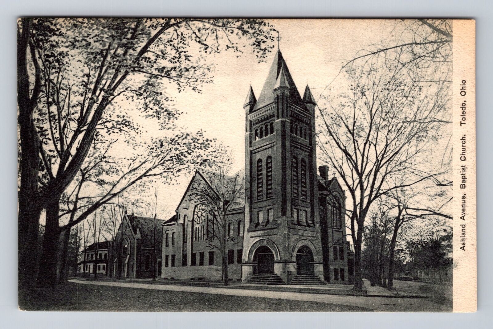 Toledo OH-Ohio, Ashland Avenue Baptist Church, Antique Vintage Souvenir Postcard