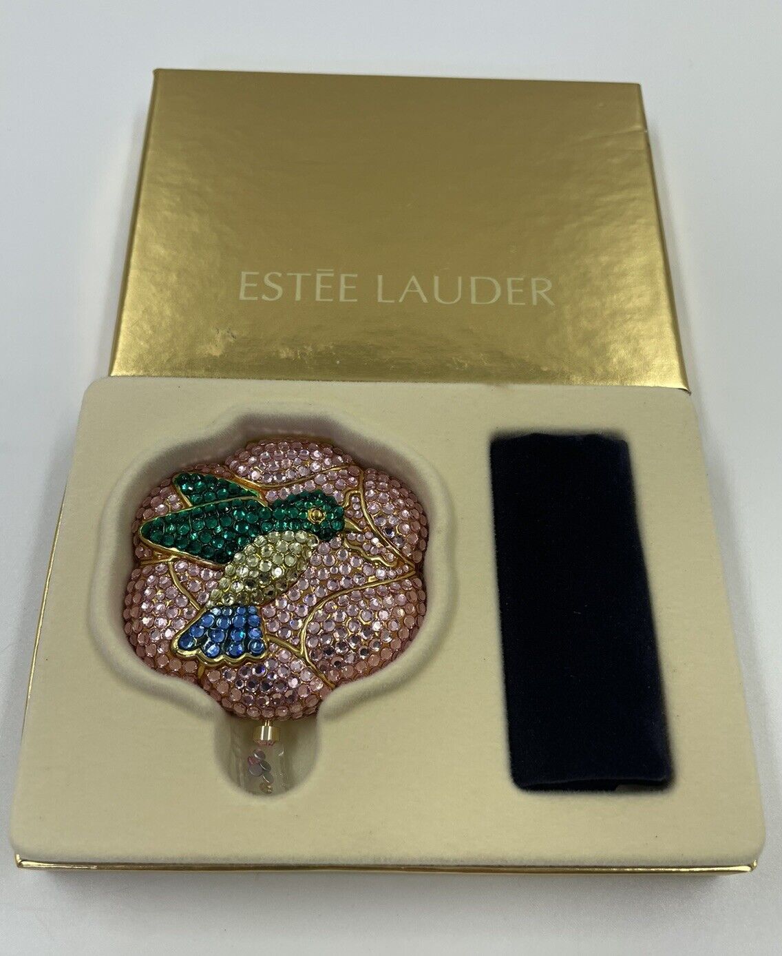 Estee Lauder All the Buzz Hummingbird Powder Compact 2001 Crystal jeweled NIB