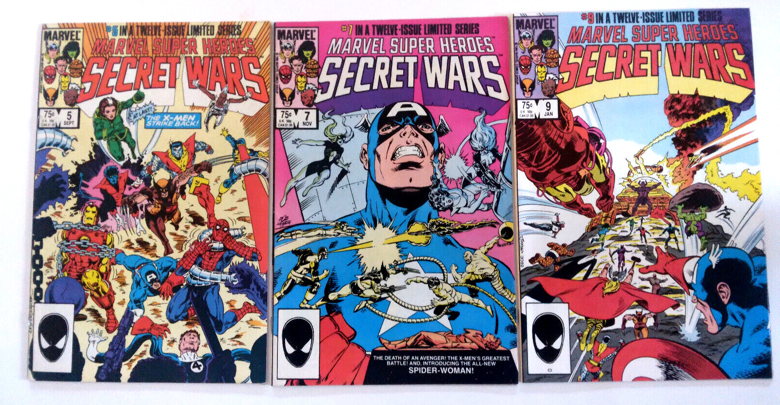 Secret Wars Vol. 1 Marvel Comics (1984) #5, #7, #9 Avengers (Lot Of 3)