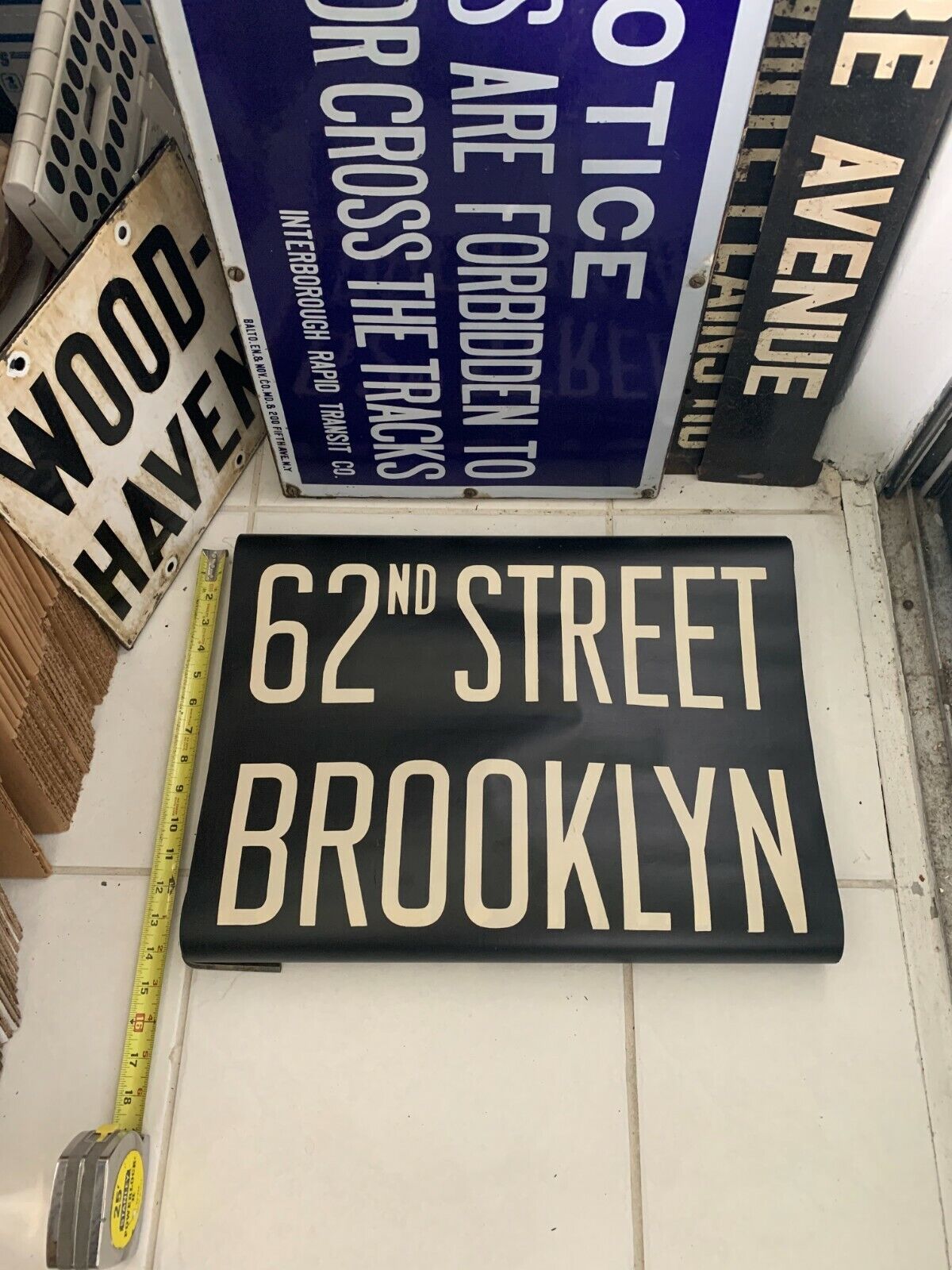 1948 NY NYC BMT SUBWAY ROLL SIGN 62ND STREET BENSONHURST BAY RIDGE BROOKLYN