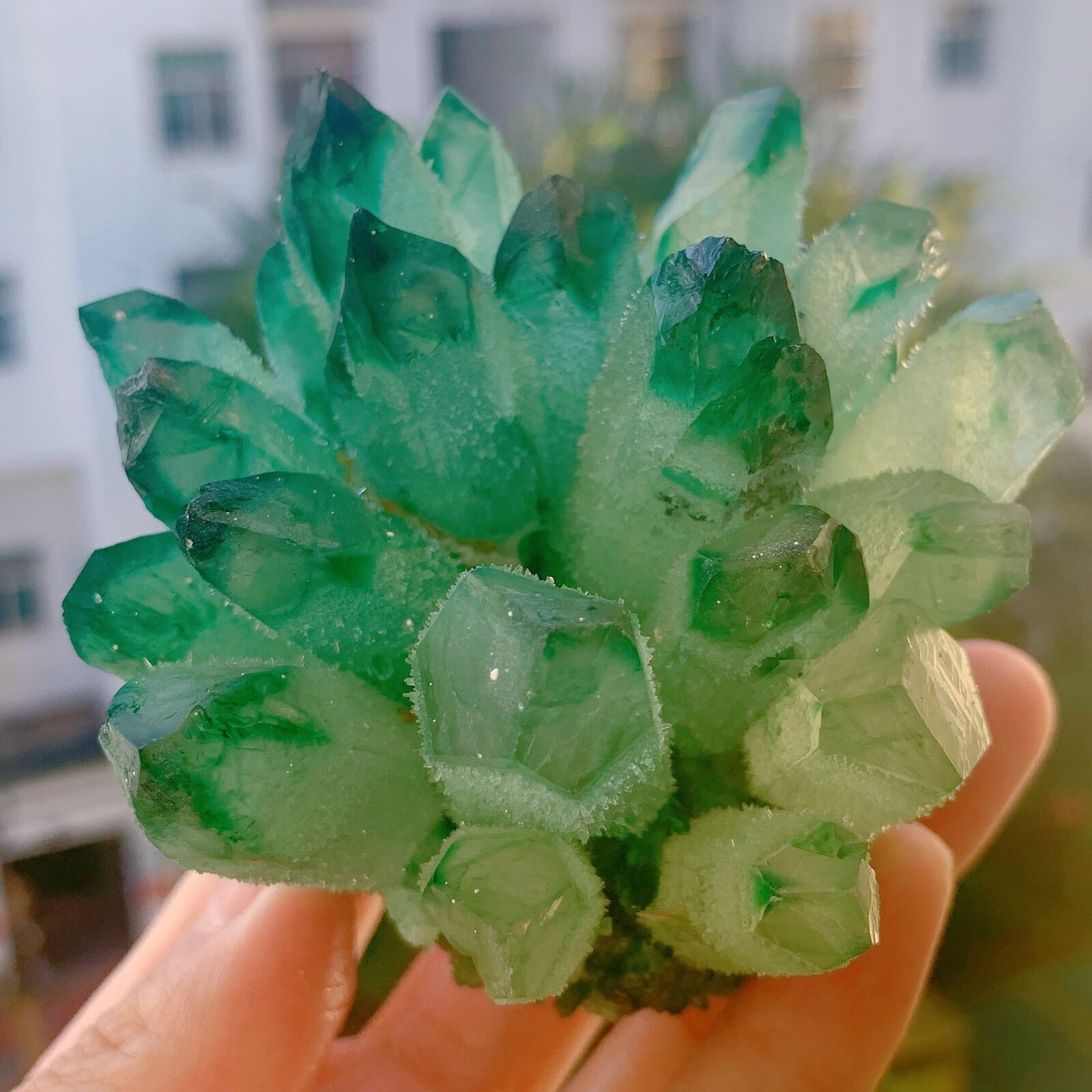 400g New Find Green Phantom Quartz Crystal Cluster Mineral Specimen Healing