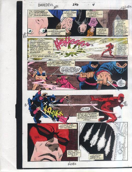 Original 1991 Daredevil 296 page 4 Marvel Comics color guide art: Garney/1990\'s