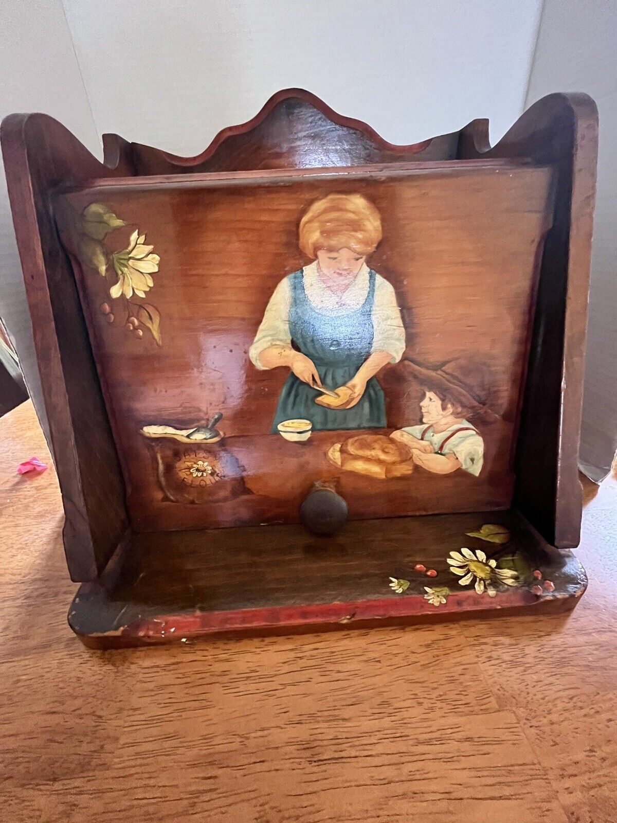 Vintage/ Hand Painted /Folk Art /Amish (?) Handmade/Wooden/bread Box