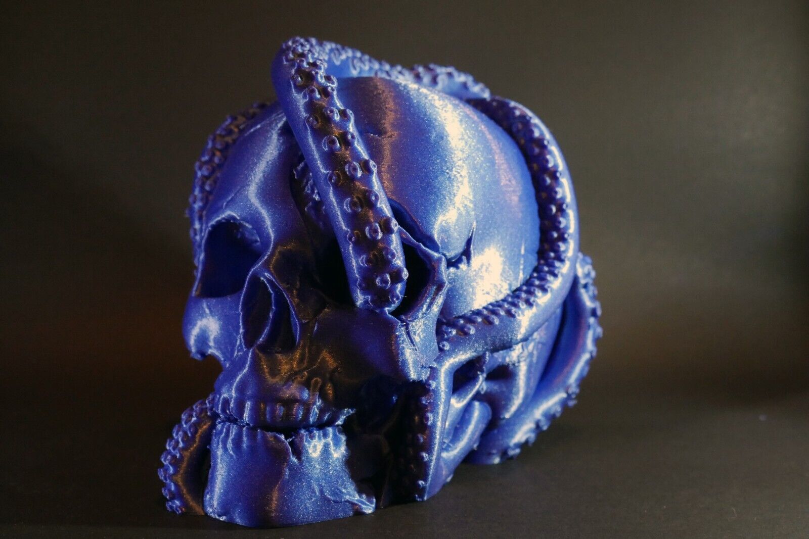 3D Printed Decorative Skull with Tentacles DARK BLUE Sparkle CUSTOM PRINT