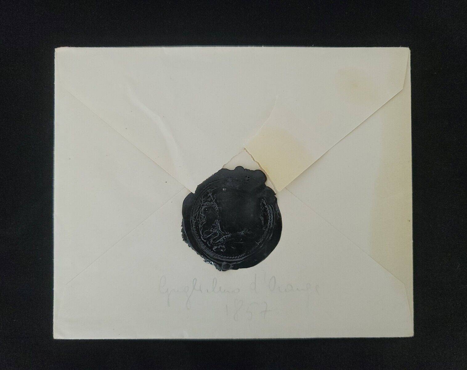 Rare Royalty 1857 Prince William IV Orange Netherlands Royal Envelope Wax Seal
