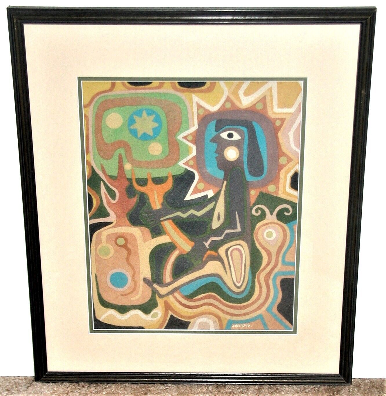 David Chethlahe Paladin Modernist Sand Painting Student of Chagall and Tobey