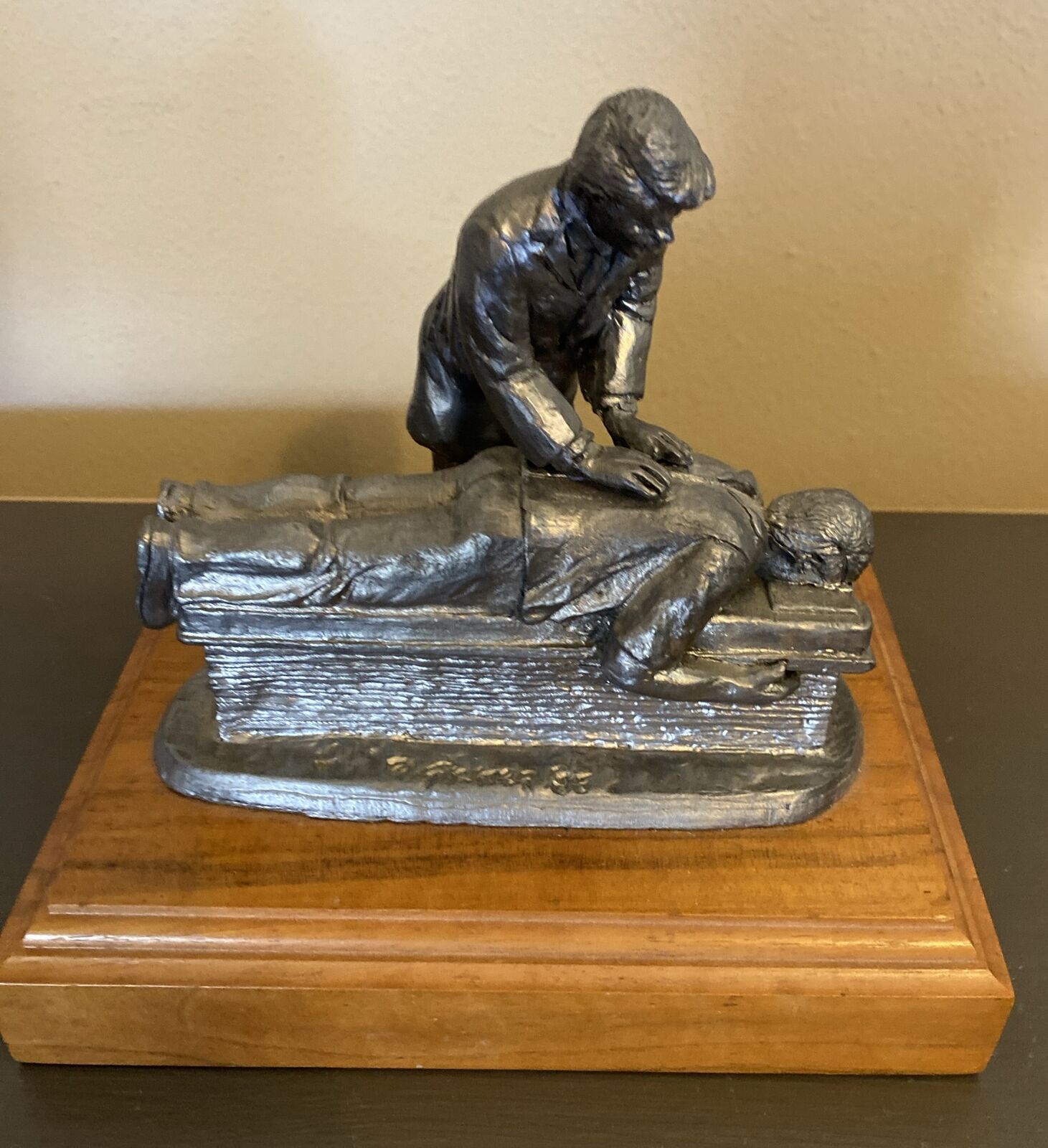 Male Chiropractor Michael Ricker Pewter Sculpture Signed 1986 Vintage RARE