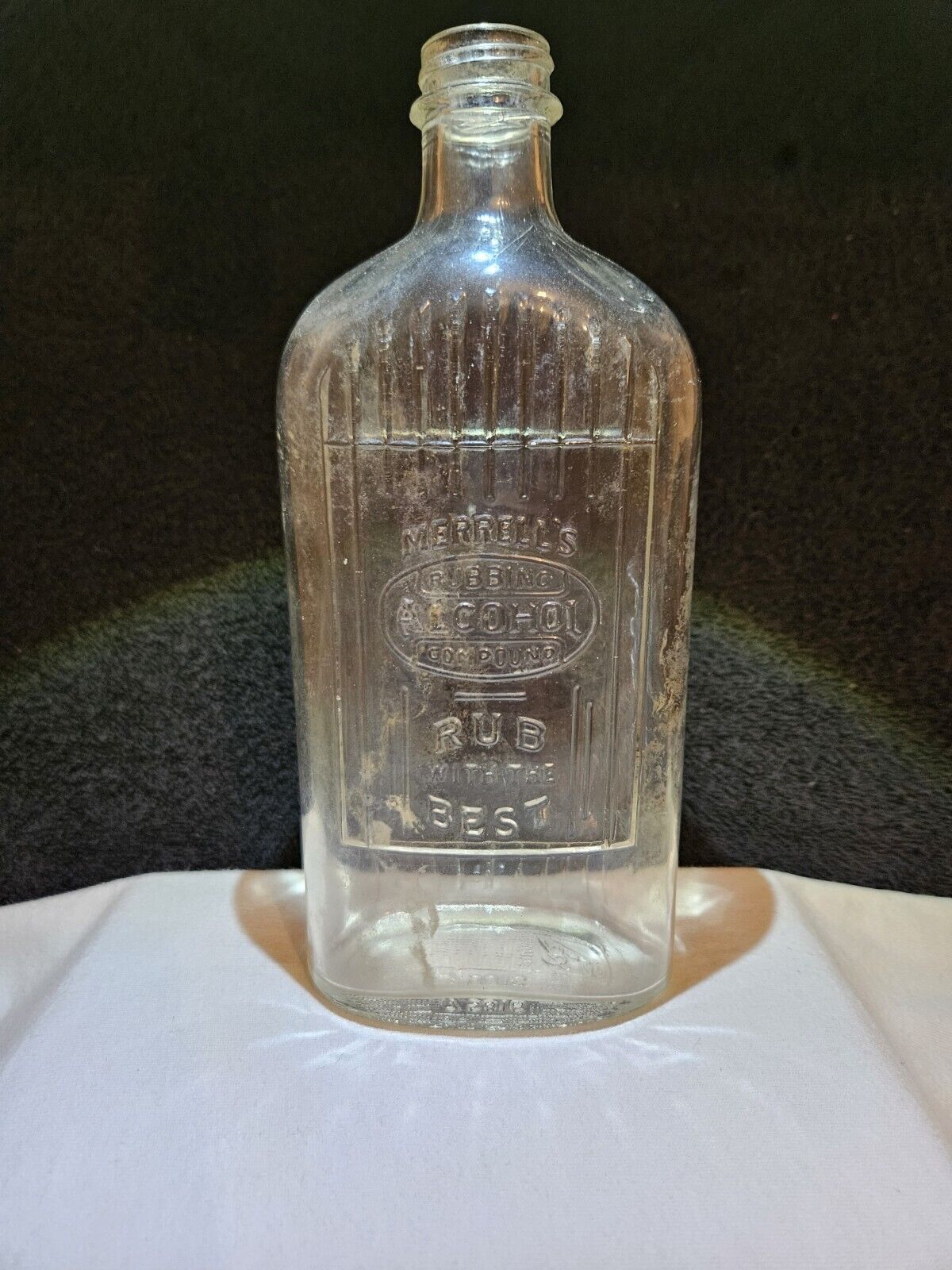 Vintage Merrells Rubbing Alchole Compound (Rub With The Best) Bottle Medicine 