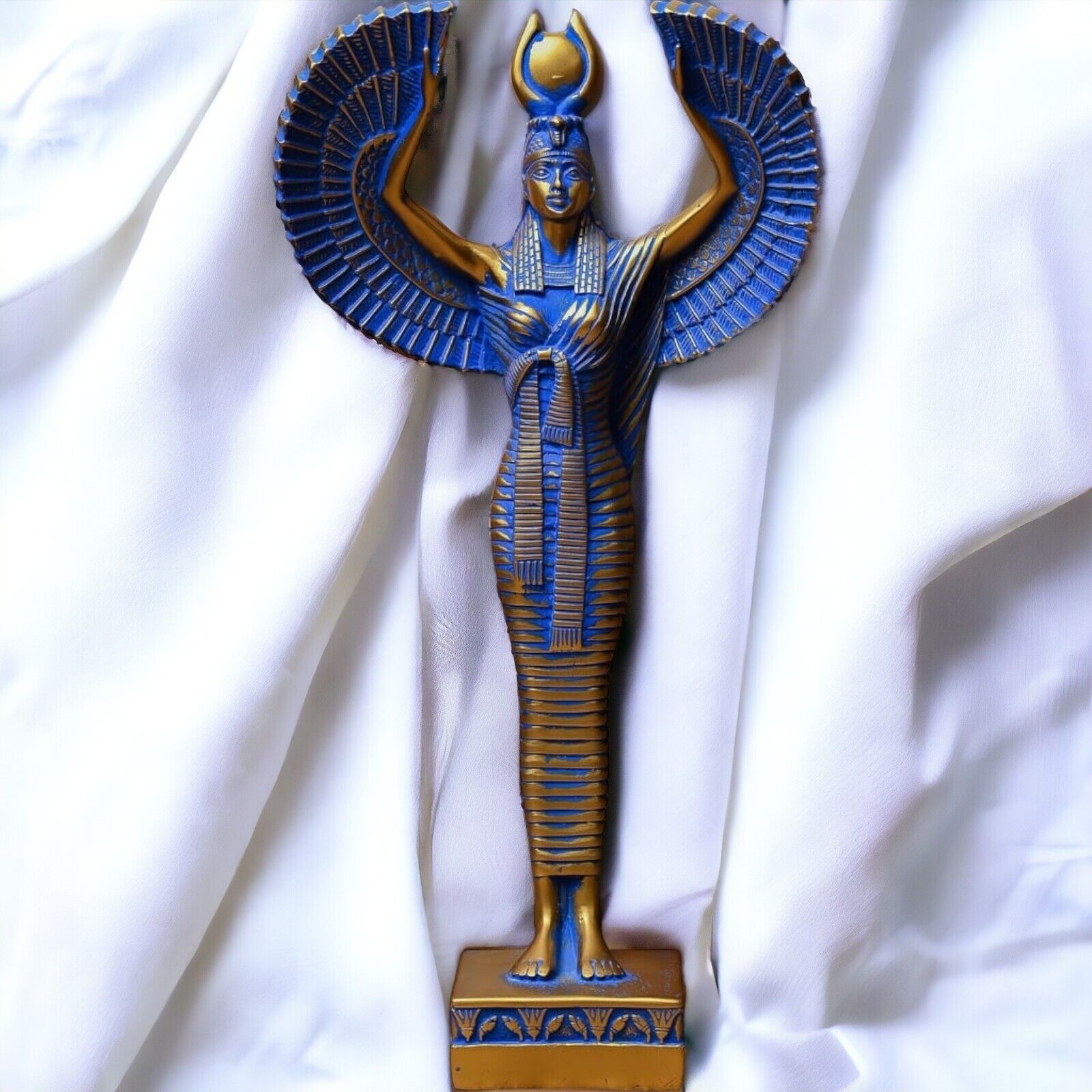 UNIQUE ANCIENT EGYPTIAN ANTIQUES Statue Large Of Goddess ISIS With Open Wings BC