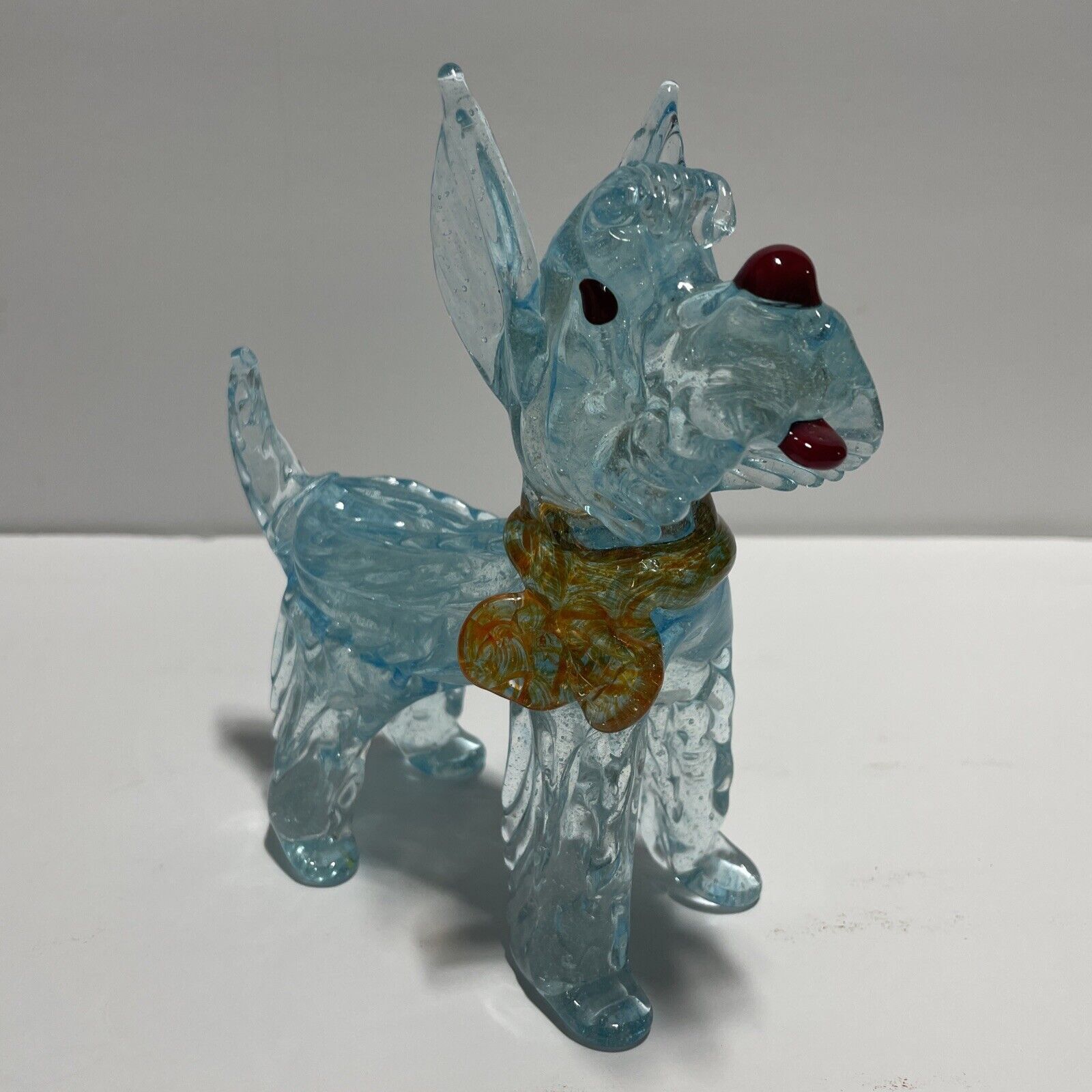 Hand Blown Art Glass Scottie Terrier Dog Blue