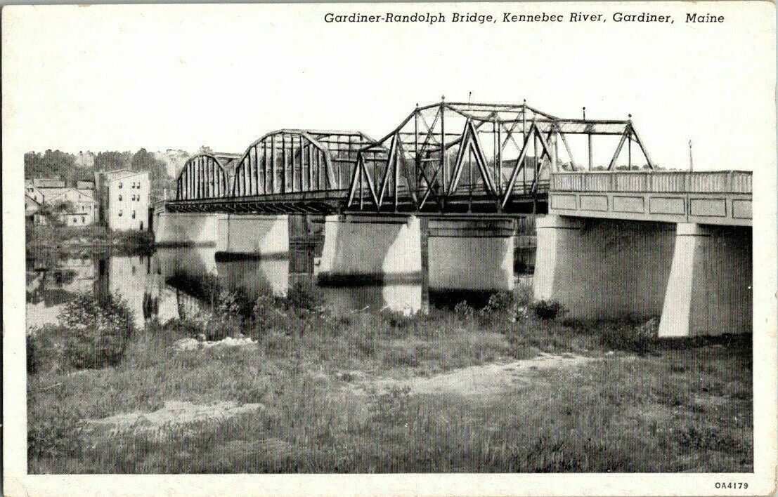 1940\'S. GARDINER, ME. GARDINER-RANDOLPH BRIDGE. POSTCARD QQ12
