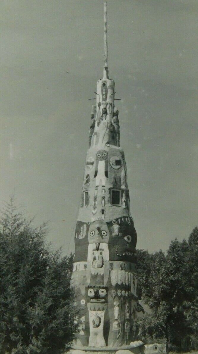 Native American Cultural Totem Poll Sculpture Faces Real Photo Vintage Postcard