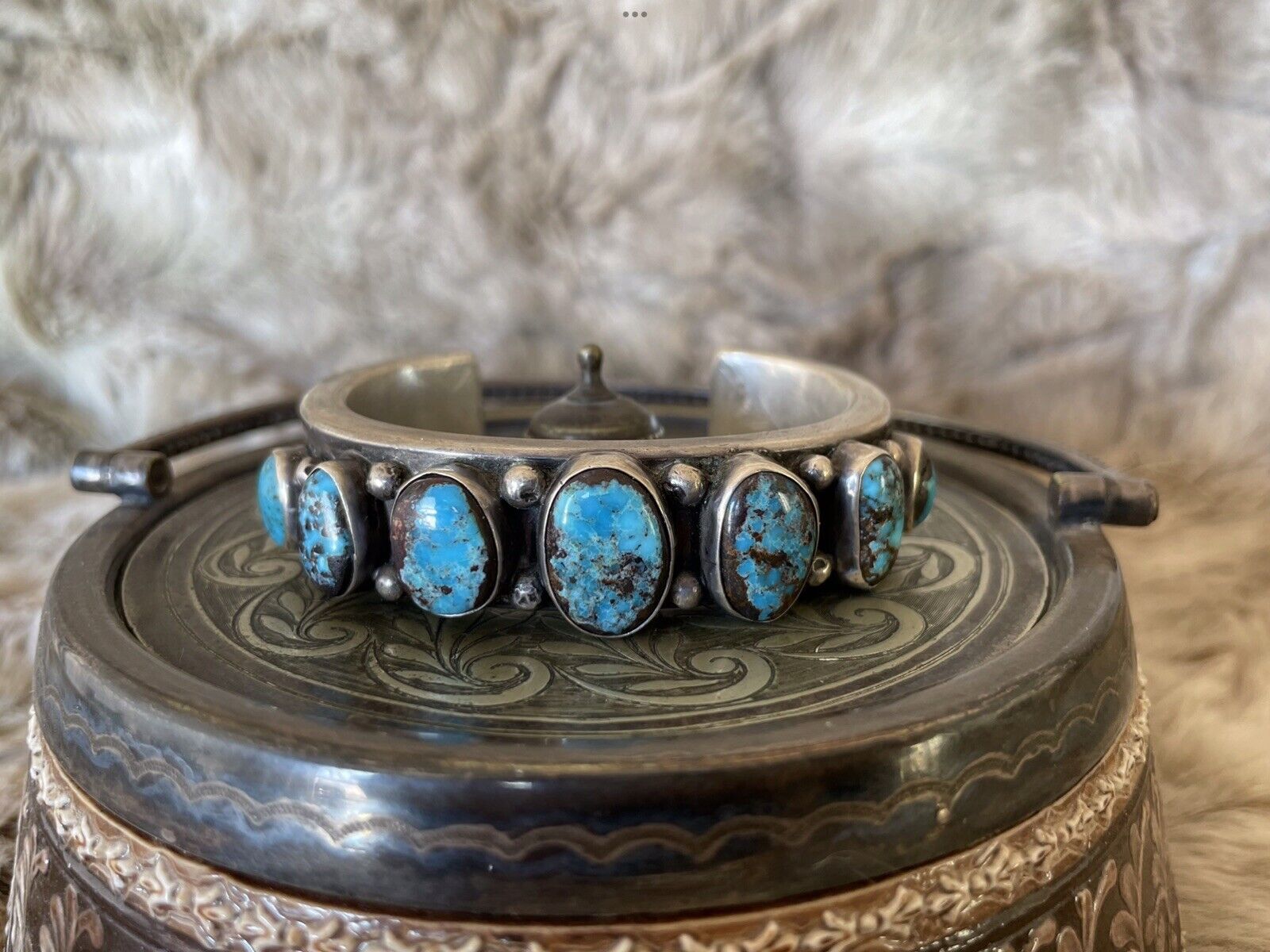 Mark Chee - Navajo Turquoise and Sterling Silver Bracelet, c. 1950s