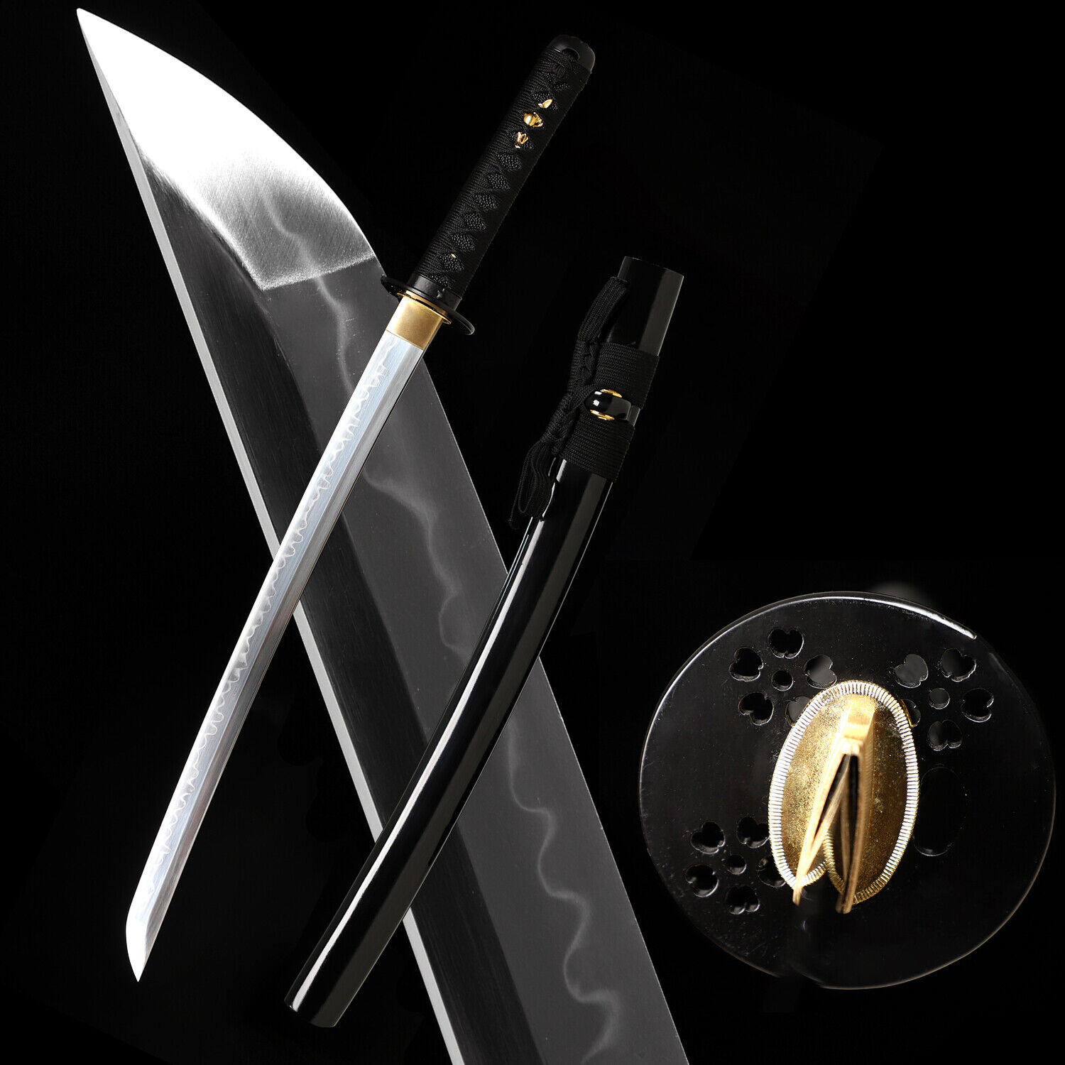 30'' Japanese Sword Samurai Wakizashi Katana Sharp Clay Tempered T10 Steel Blade