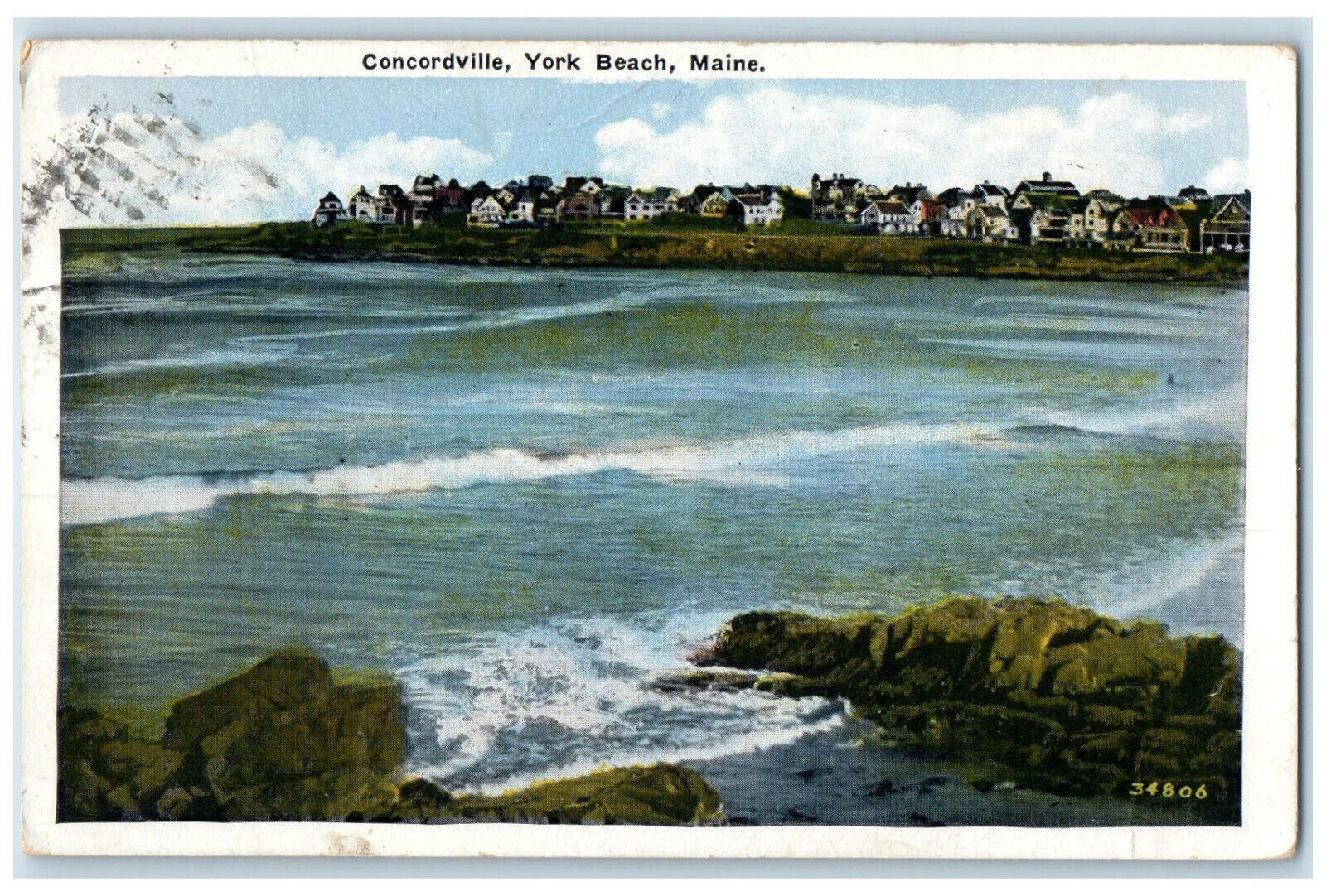 1933 Sea Waves Concordville York Beach Maine ME Vintage Posted Postcard