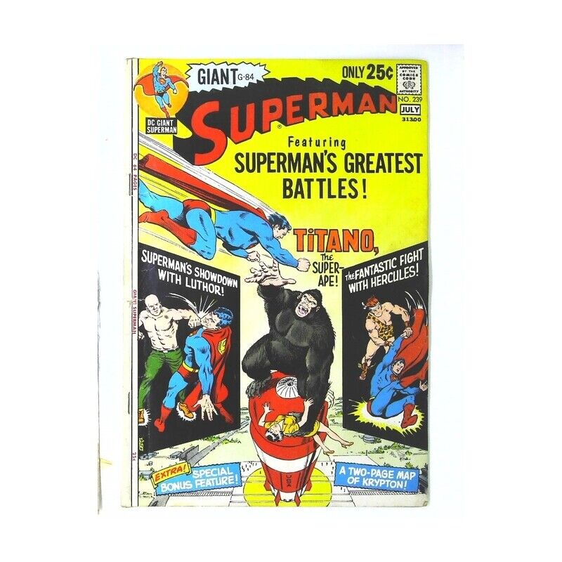 Superman #239 1939 series DC comics Fine Full description below [v: