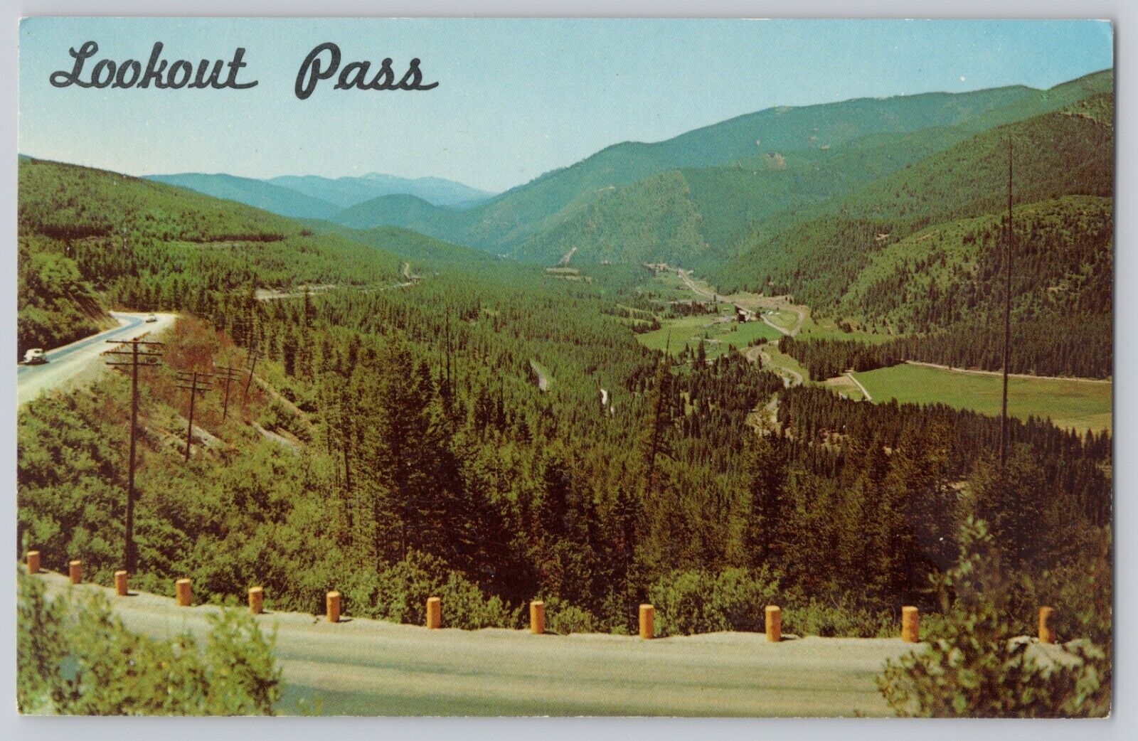 Lookout Pass Missoula, Montana Entering Idaho Vintage Postcard